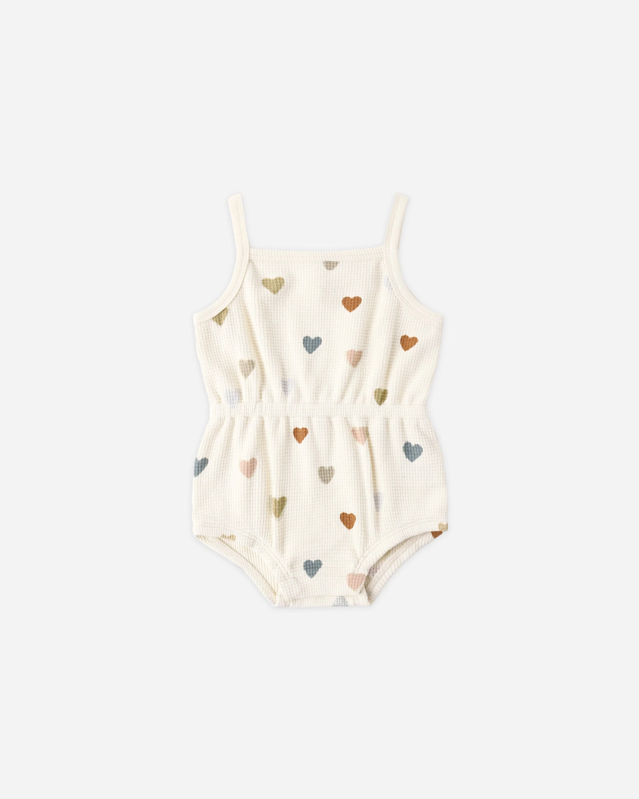 Waffle Cinch Romper Confetti Hearts