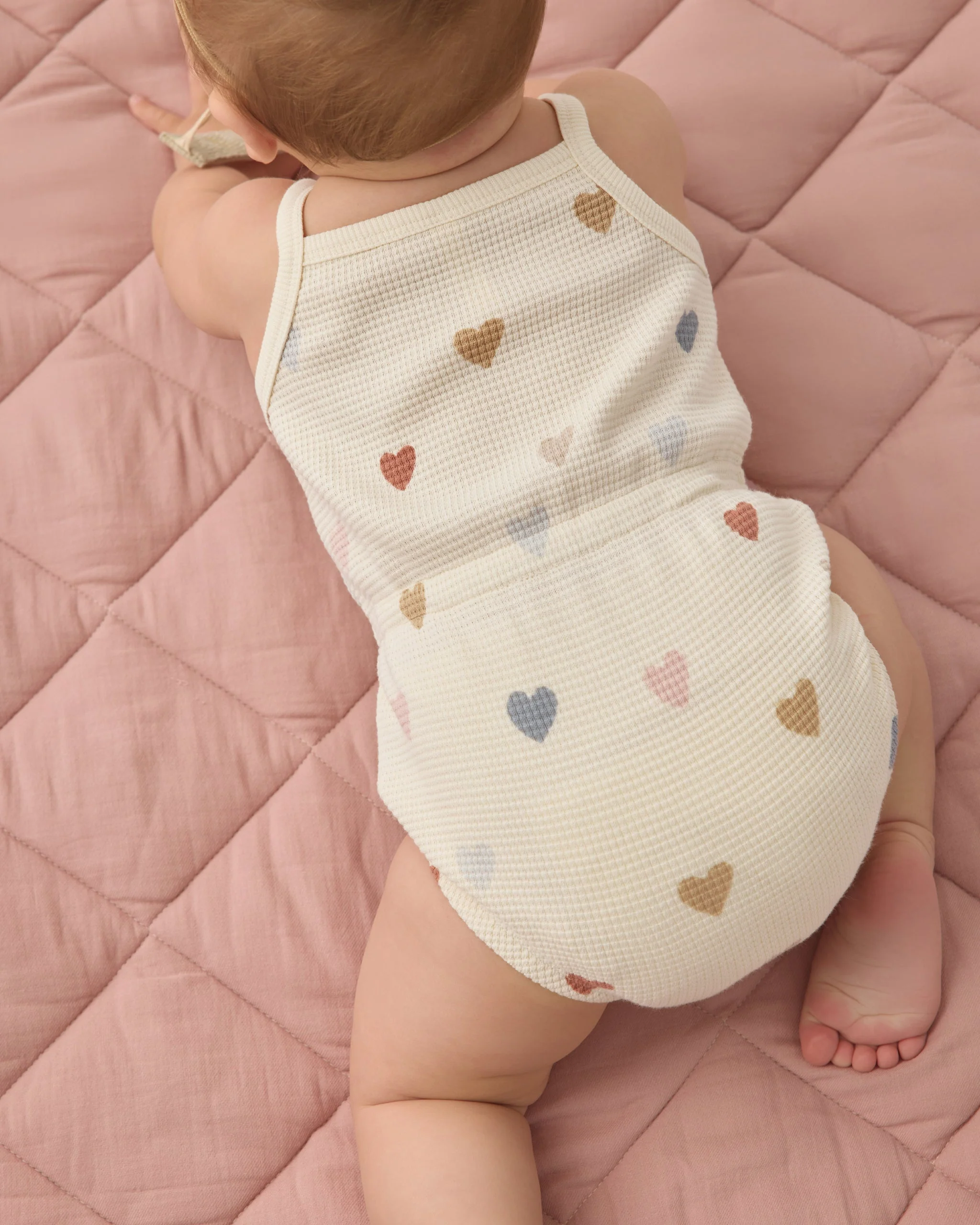 Waffle Cinch Romper Confetti Hearts - Image 3