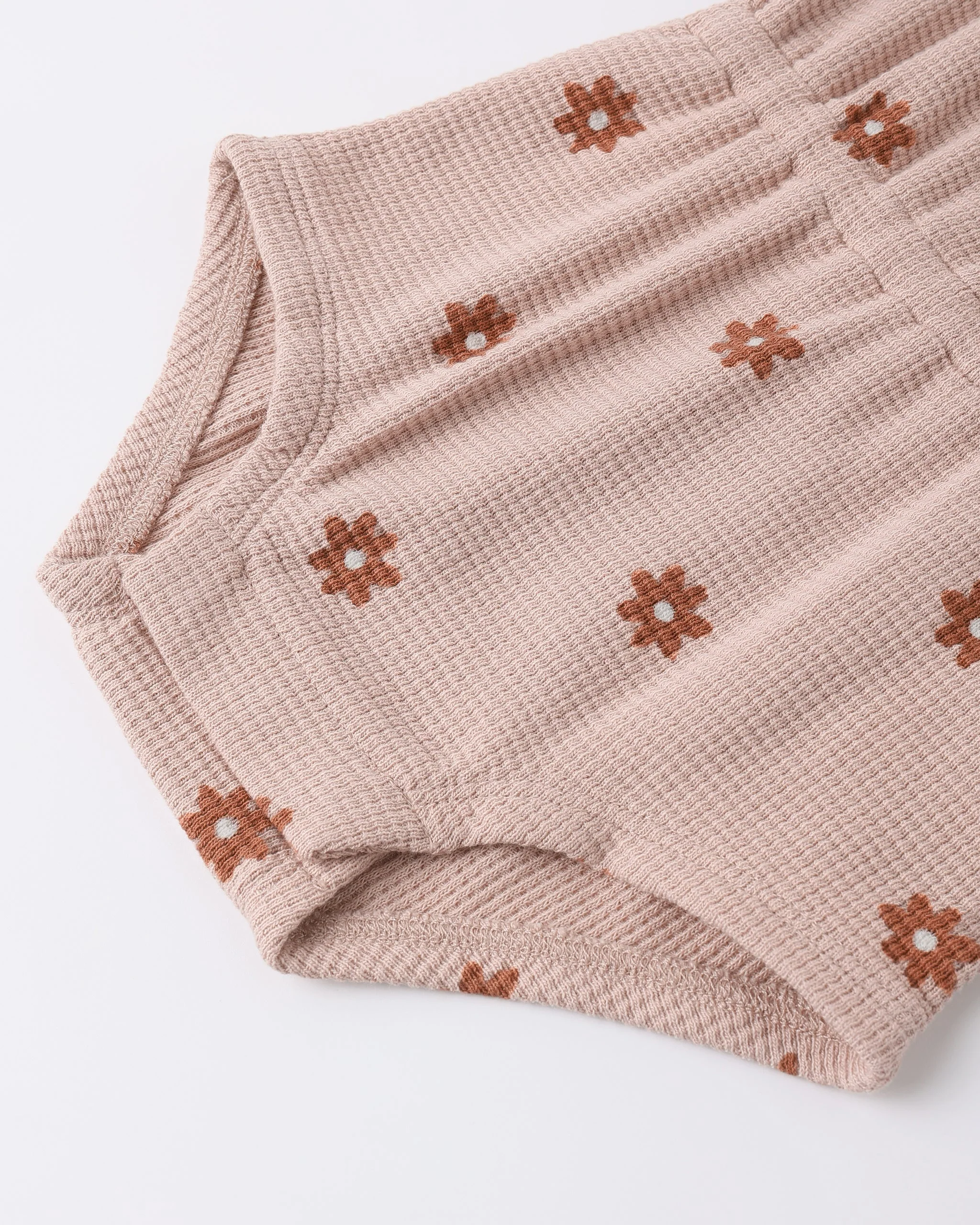 Waffle Cinch Romper Pink Daisy - Image 5