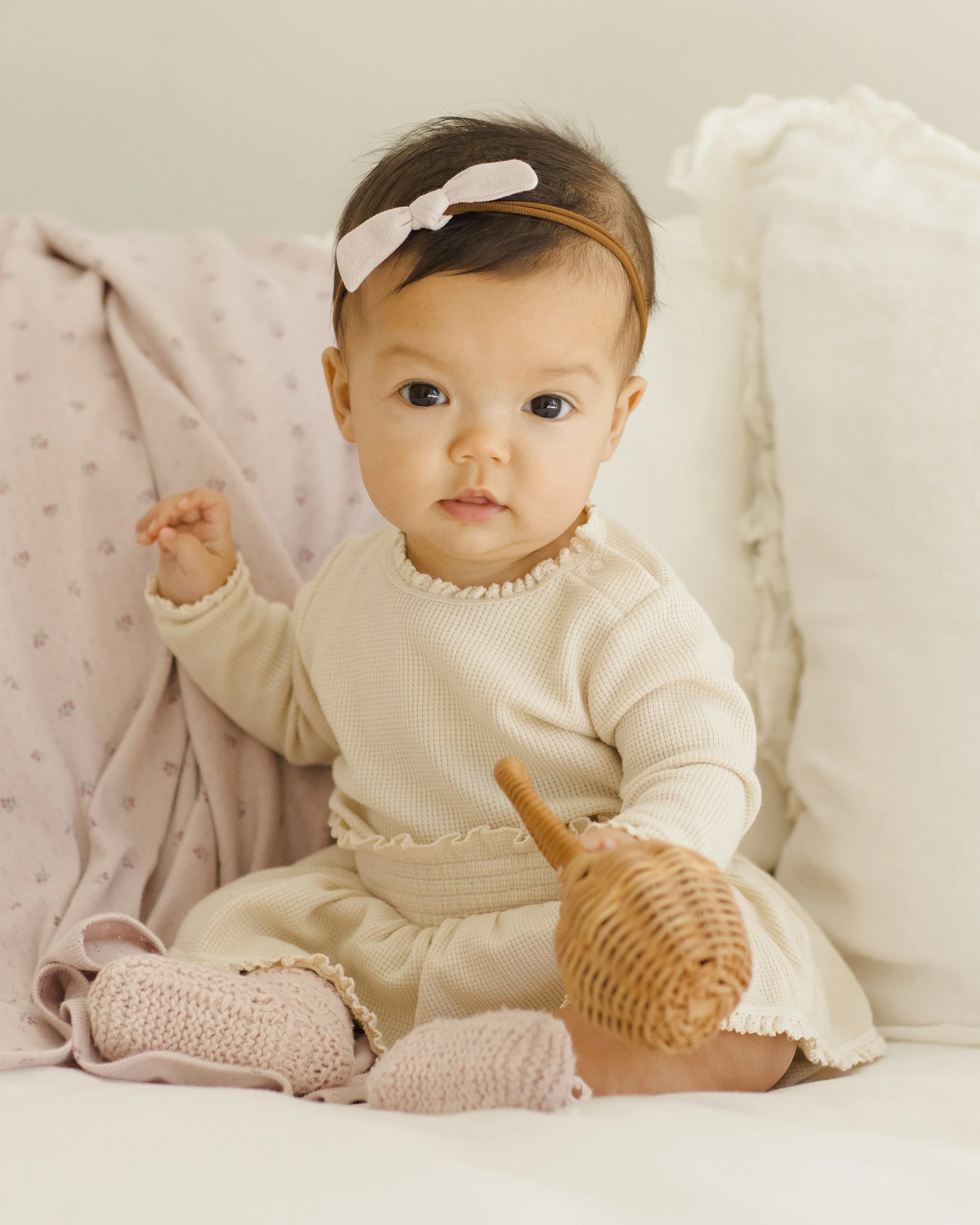 Waffle Long Sleeve Bodysuit || Natural - Image 3