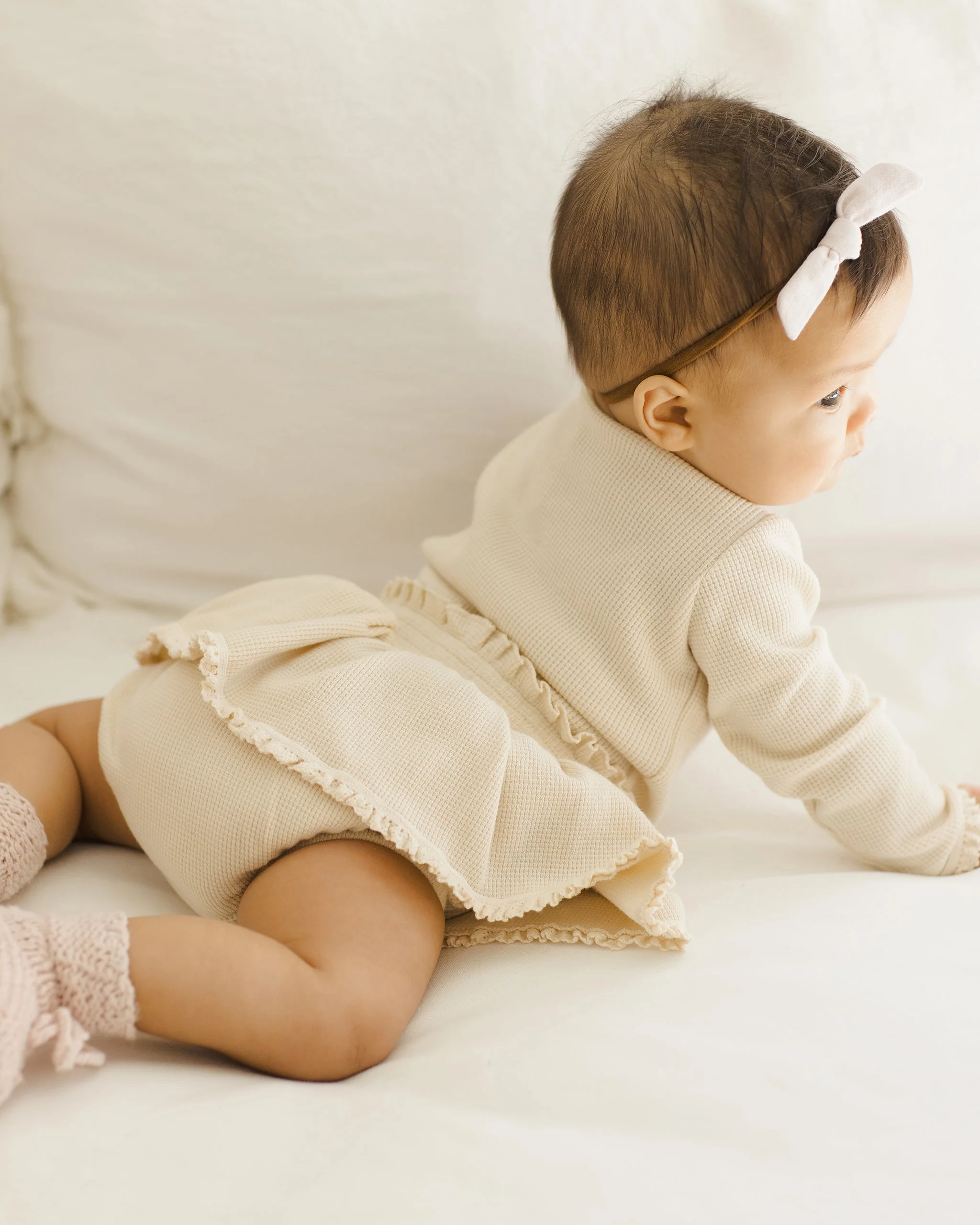 Waffle Long Sleeve Bodysuit || Natural - Image 5