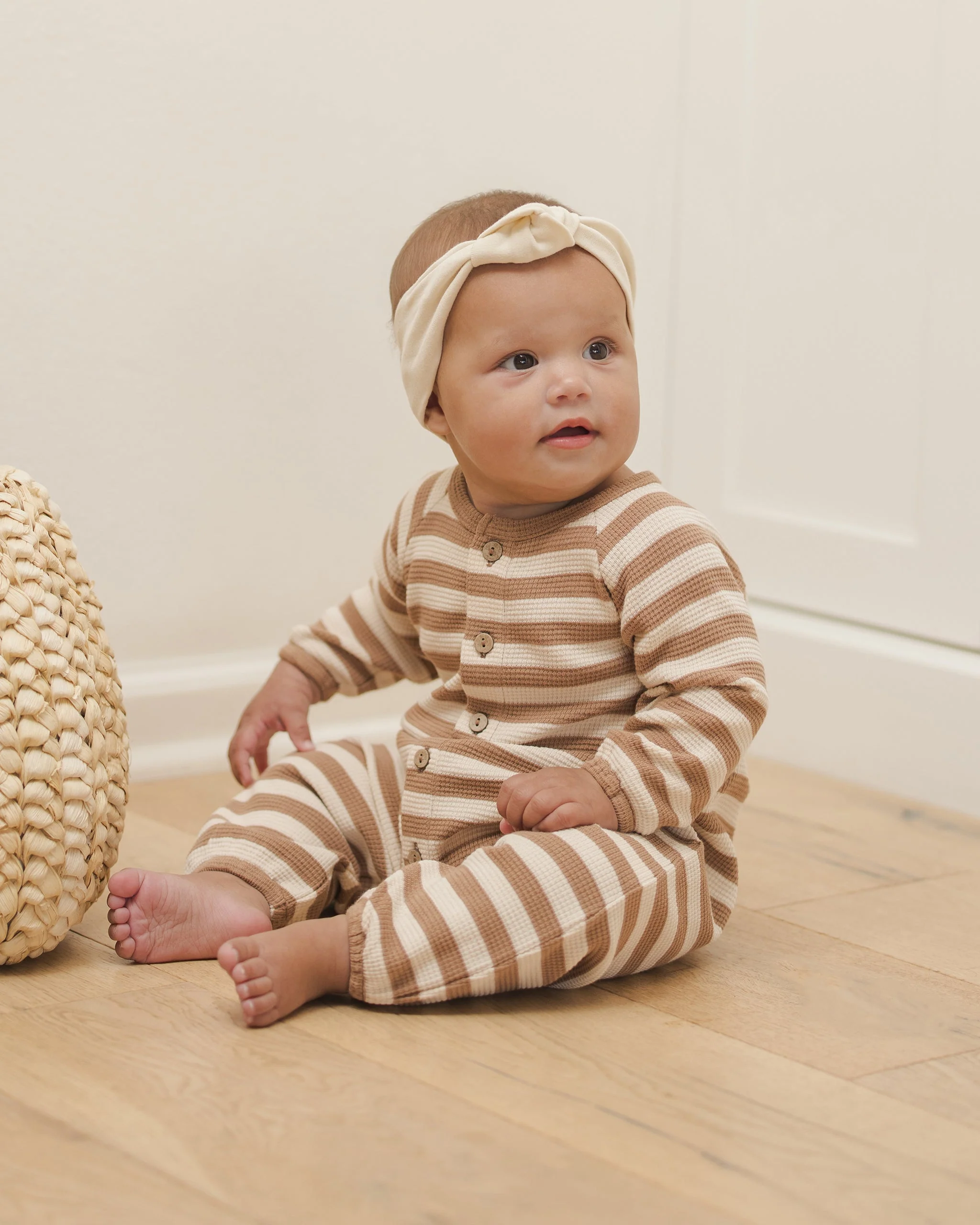 Waffle Long Sleeve Jumpsuit || Harvest Stripe - Image 2