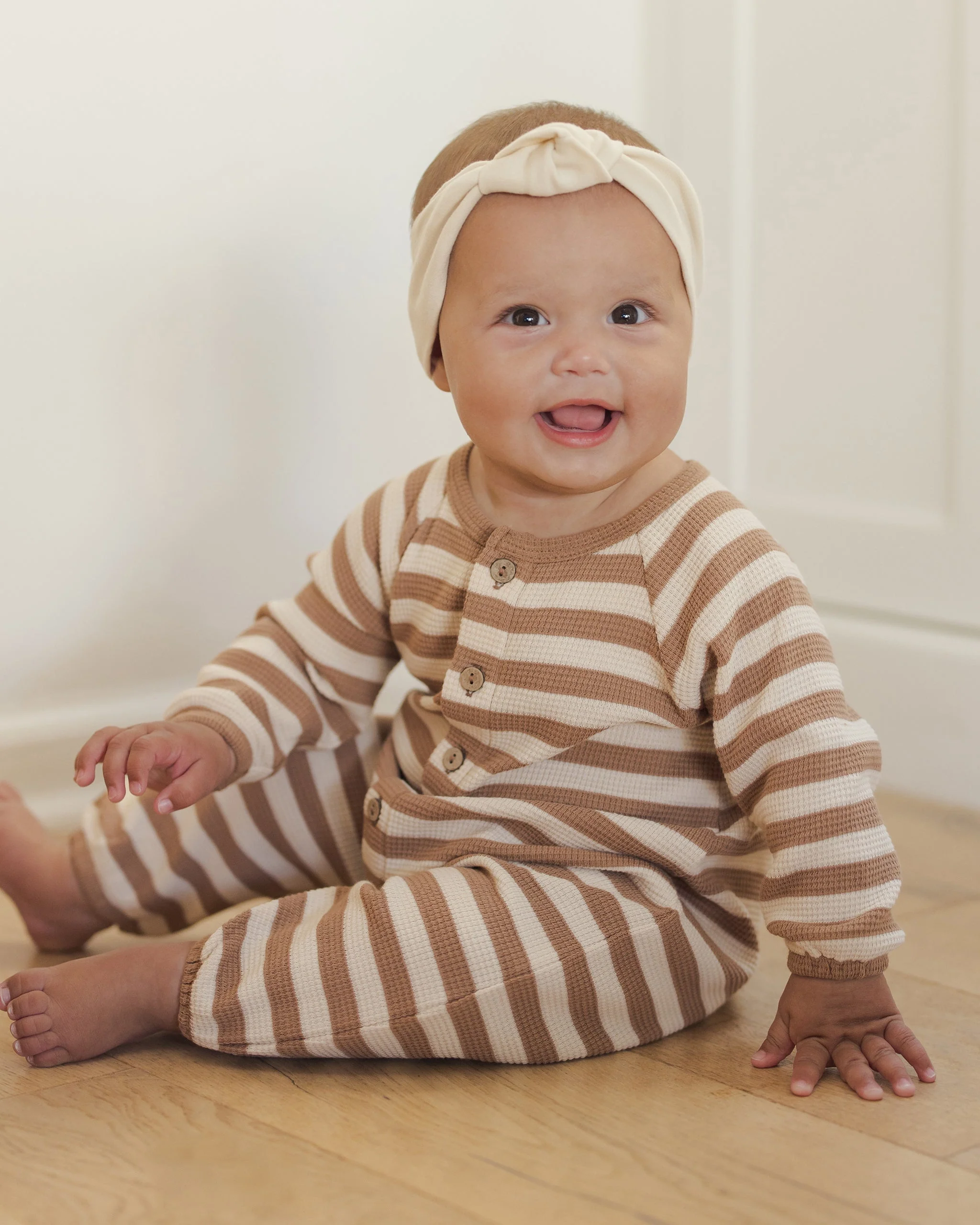 Waffle Long Sleeve Jumpsuit || Harvest Stripe - Image 3