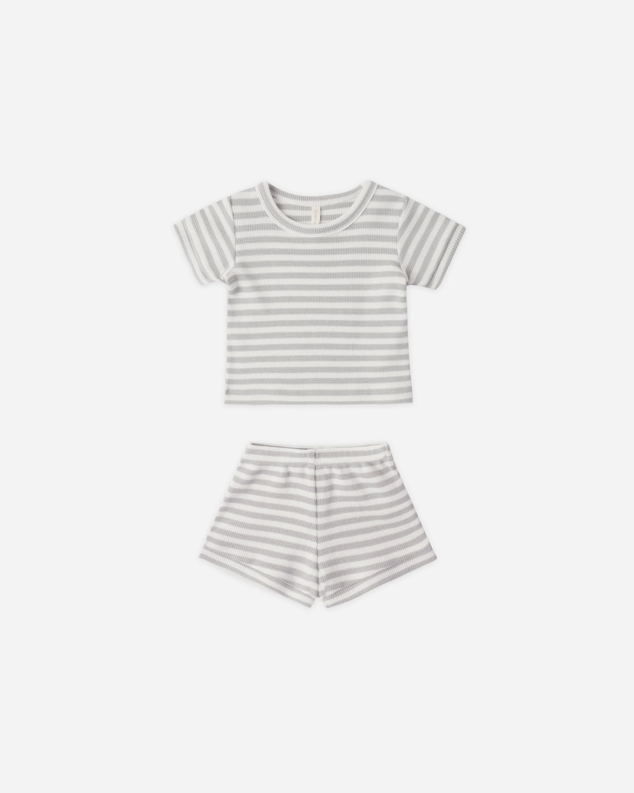 Waffle Shortie Set Sage Stripe
