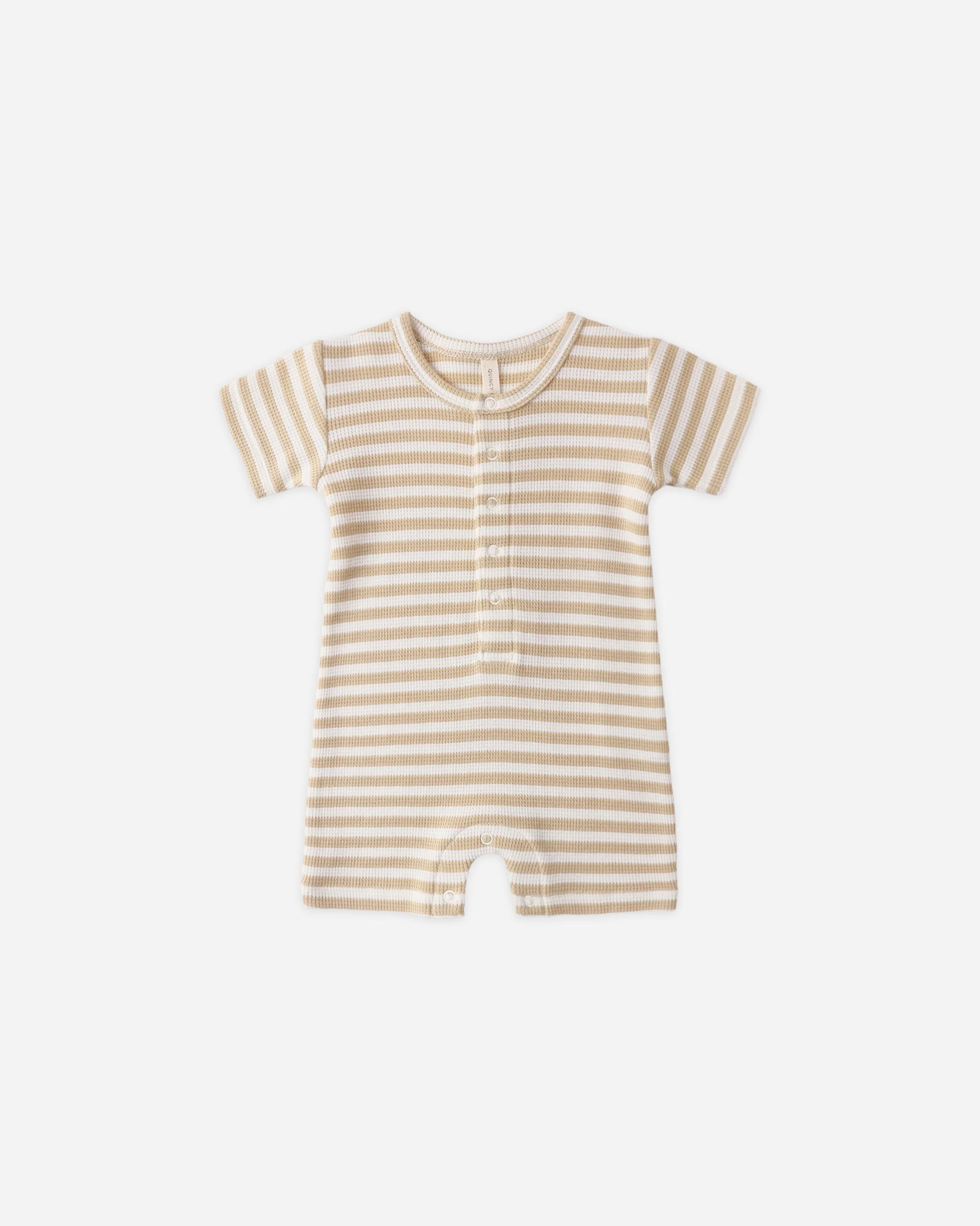 Waffle Snap Romper Butterscotch Stripe