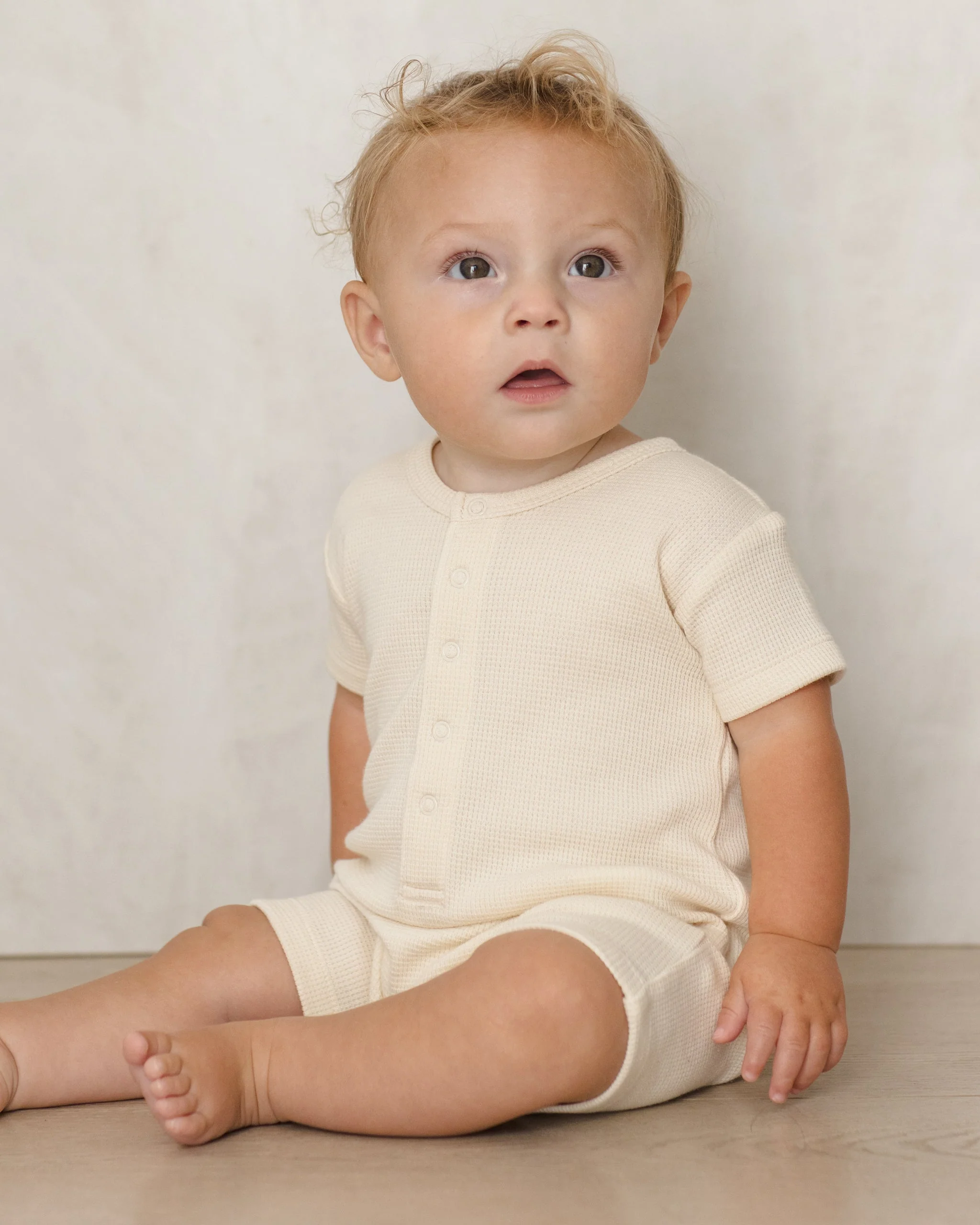 Waffle Snap Romper Natural - Image 2