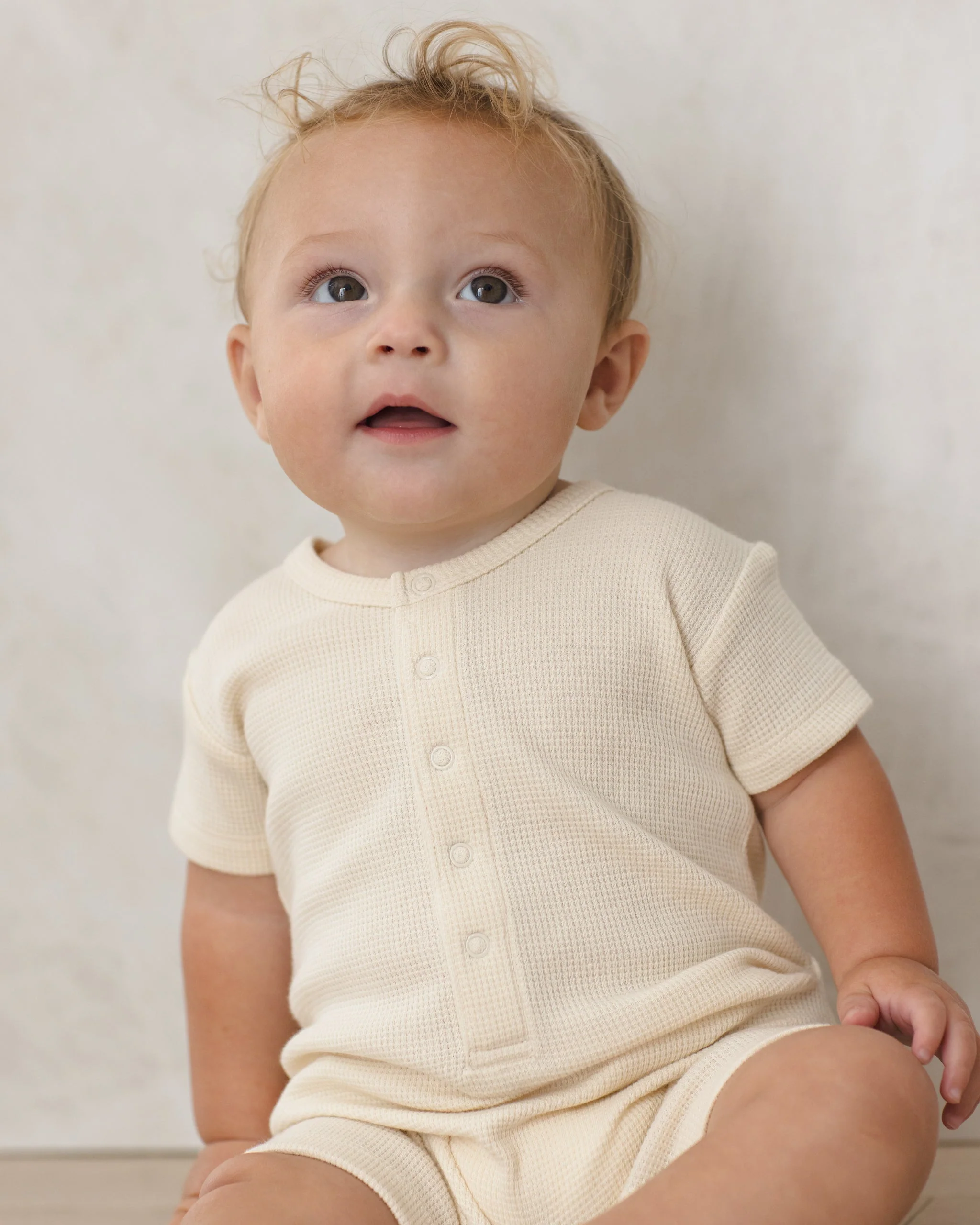 Waffle Snap Romper Natural - Image 3