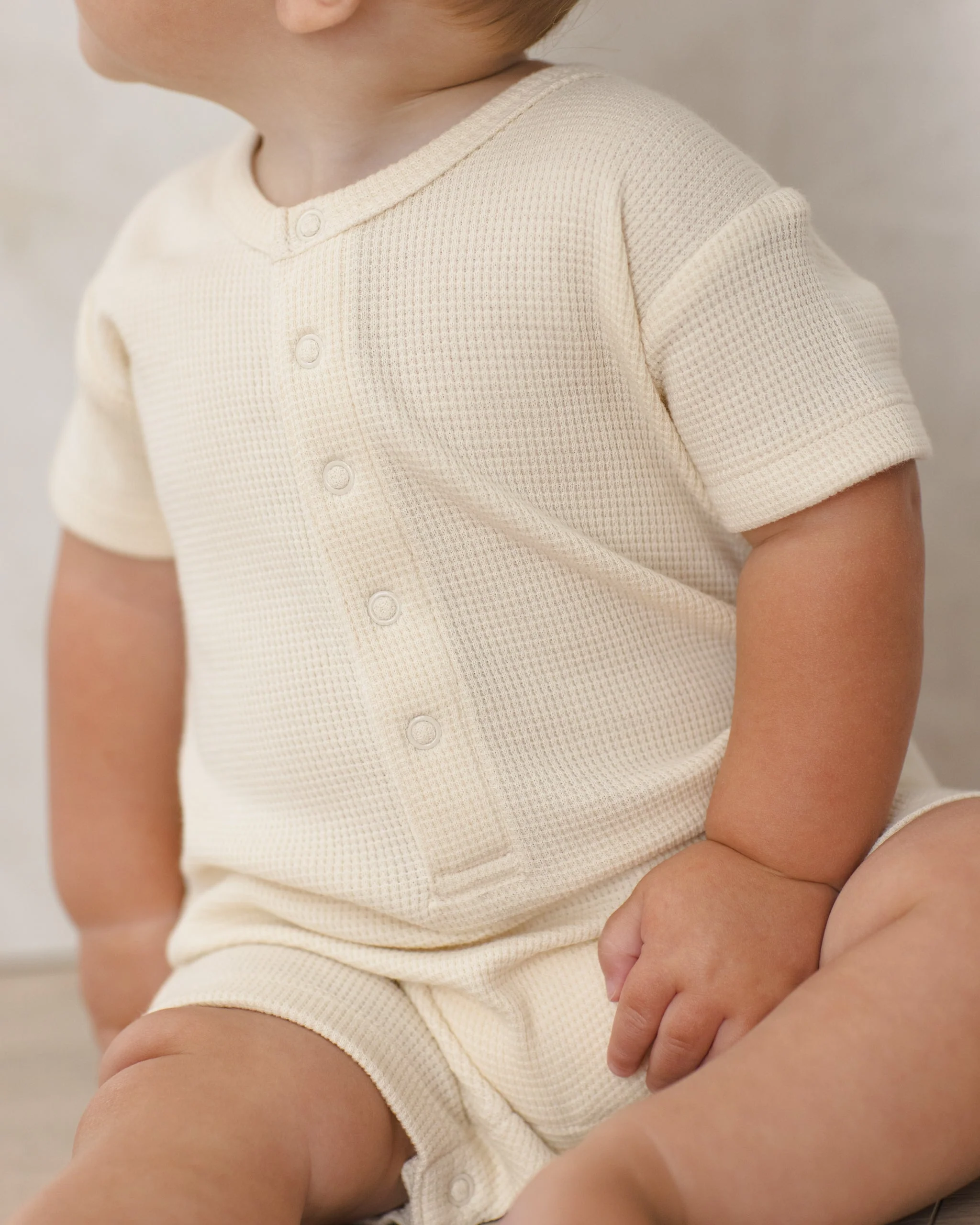Waffle Snap Romper Natural - Image 4
