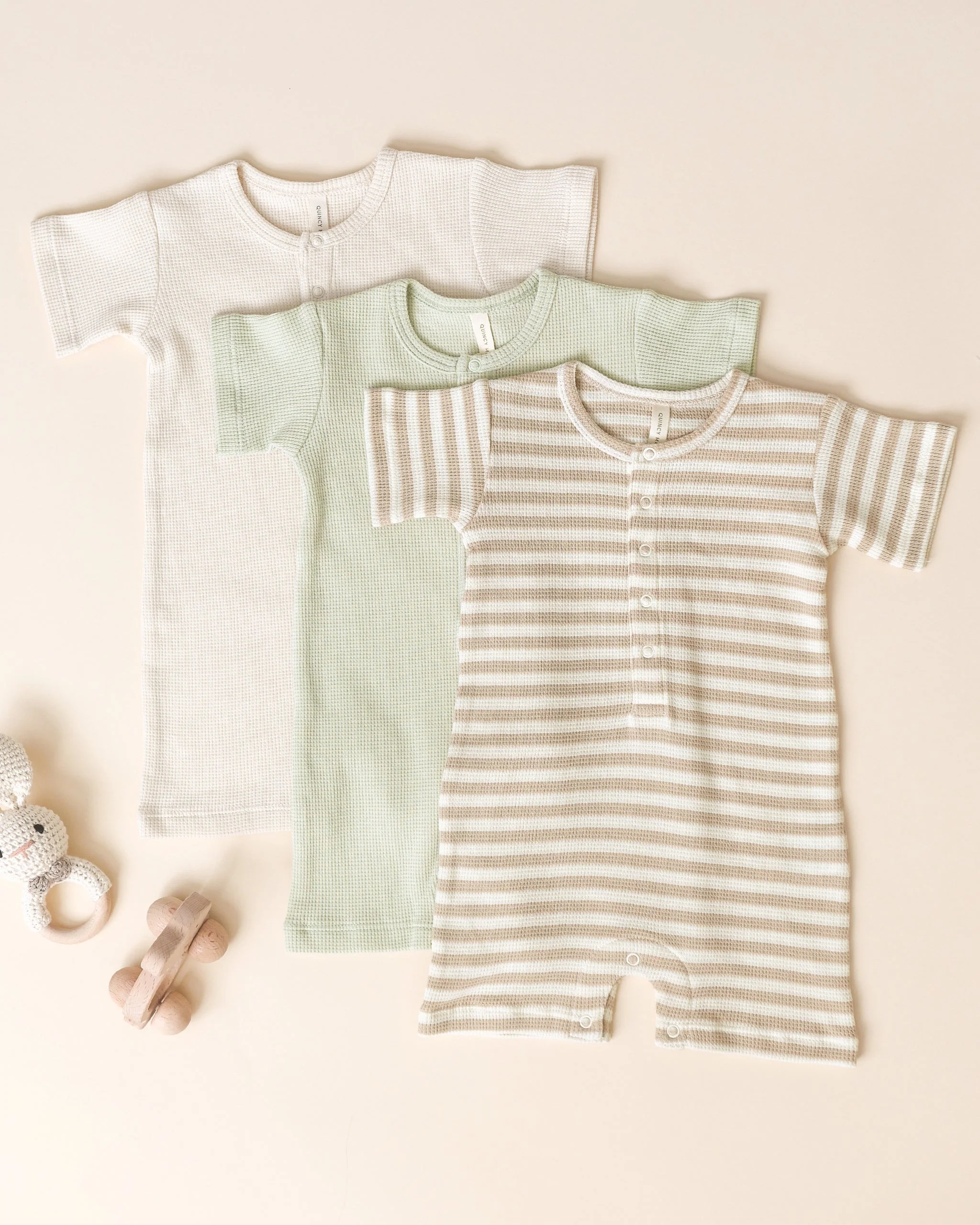 Waffle Snap Romper || Natural - Image 2