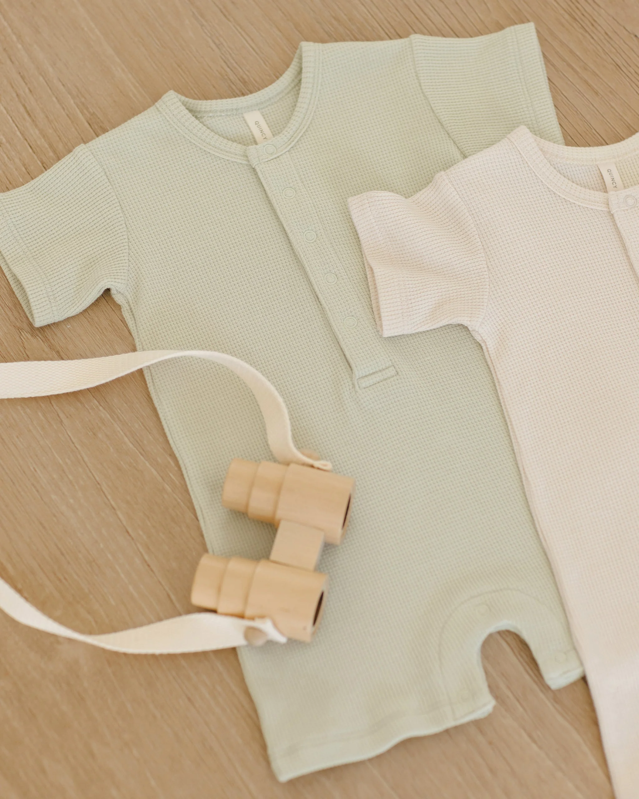 Waffle Snap Romper || Natural - Image 3