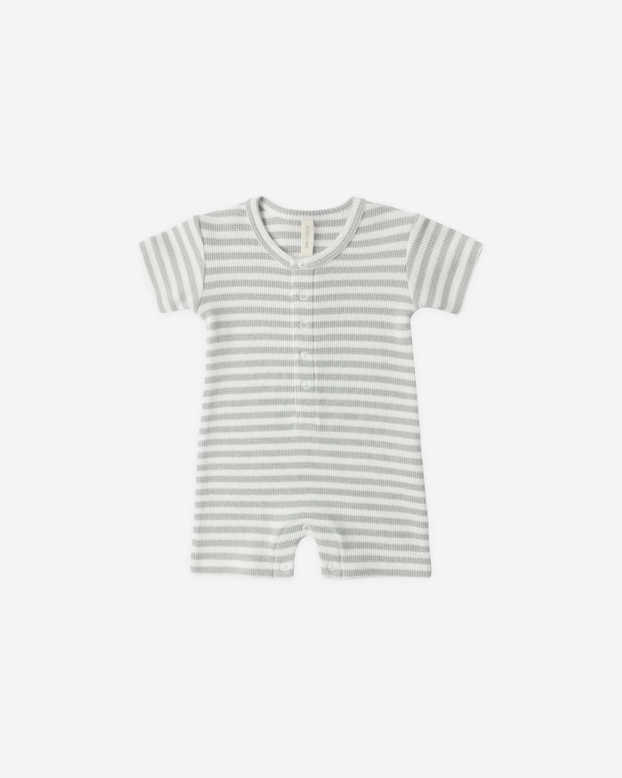 Waffle Snap Romper Sage Stripe