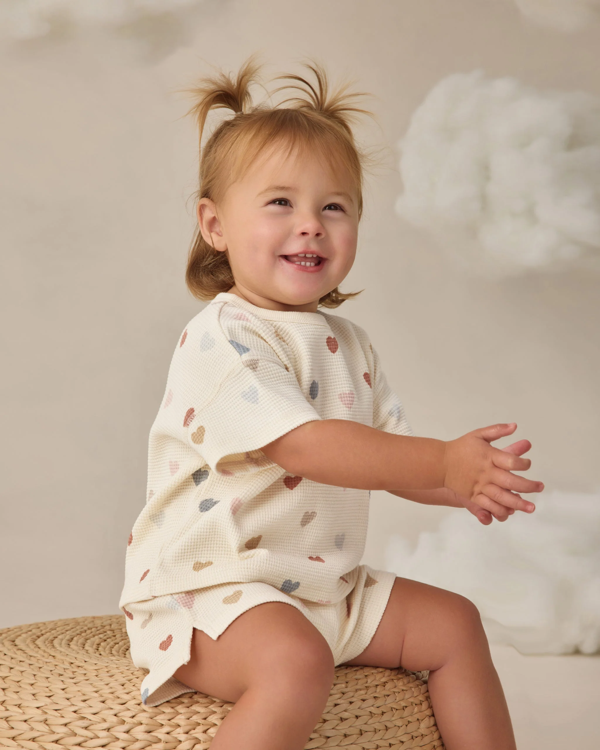 Waffle Tee + Short Set Confetti Hearts - Image 3