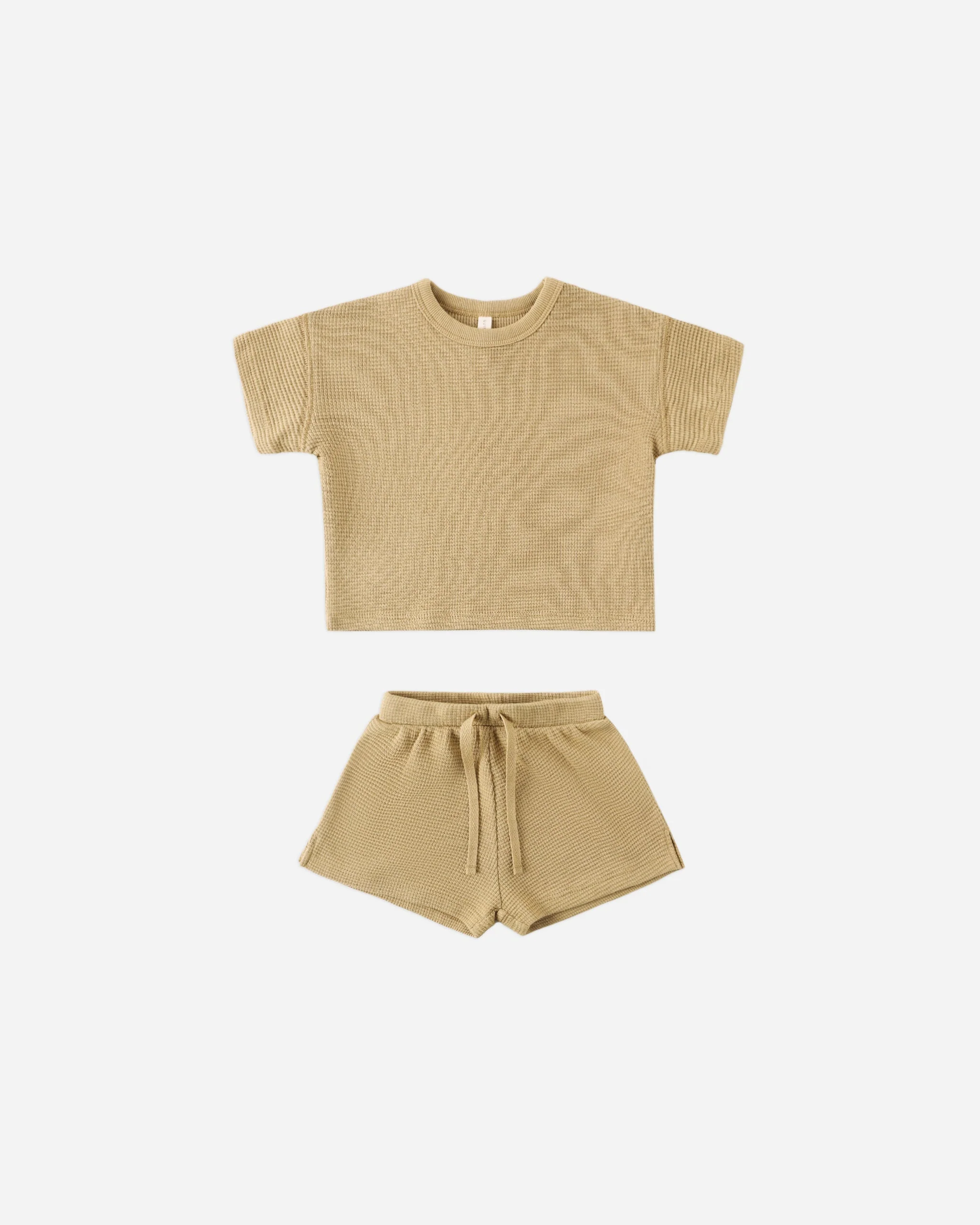 Waffle Tee + Short Set Honey