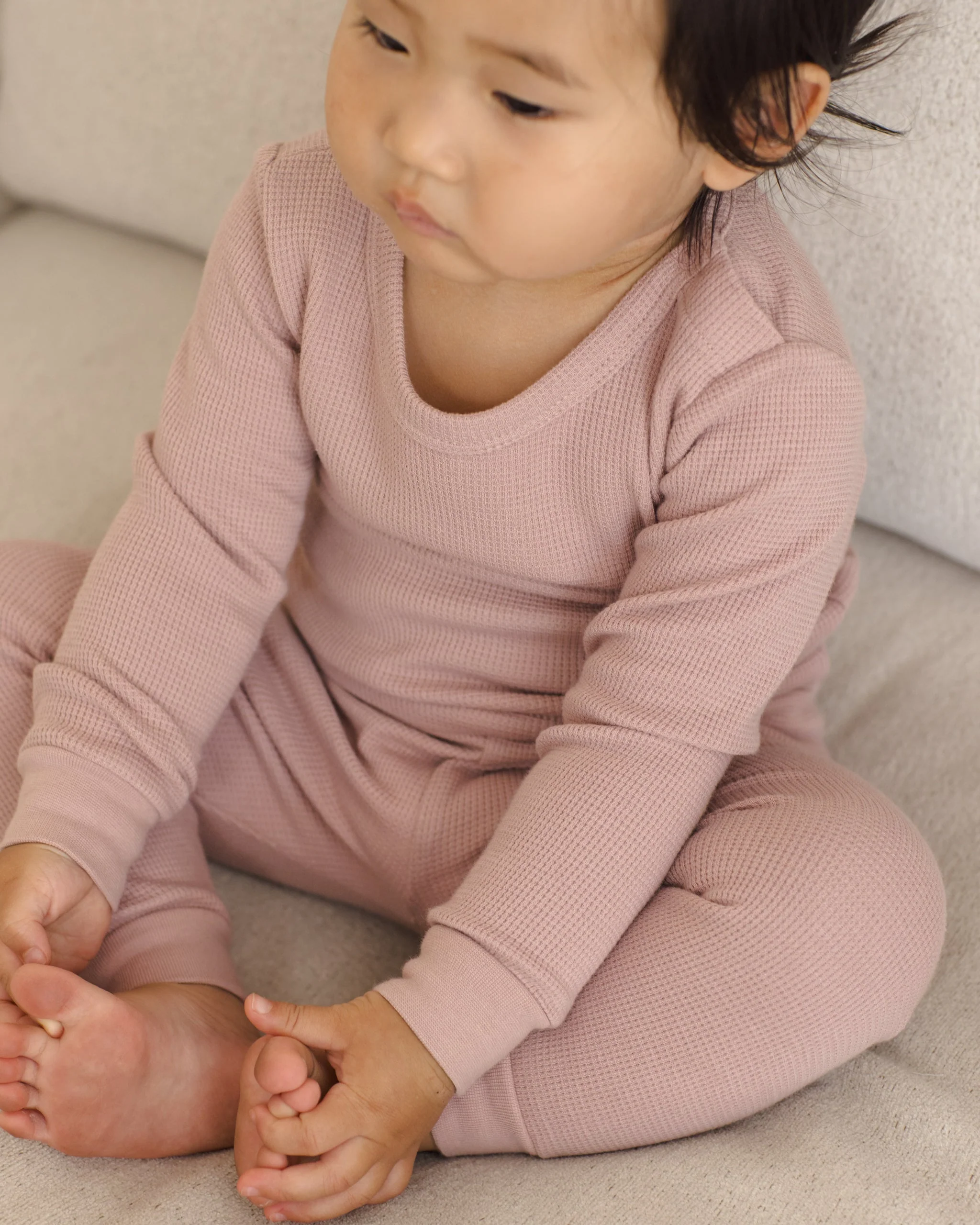 Waffle Top Pant Set Mauve - Image 5