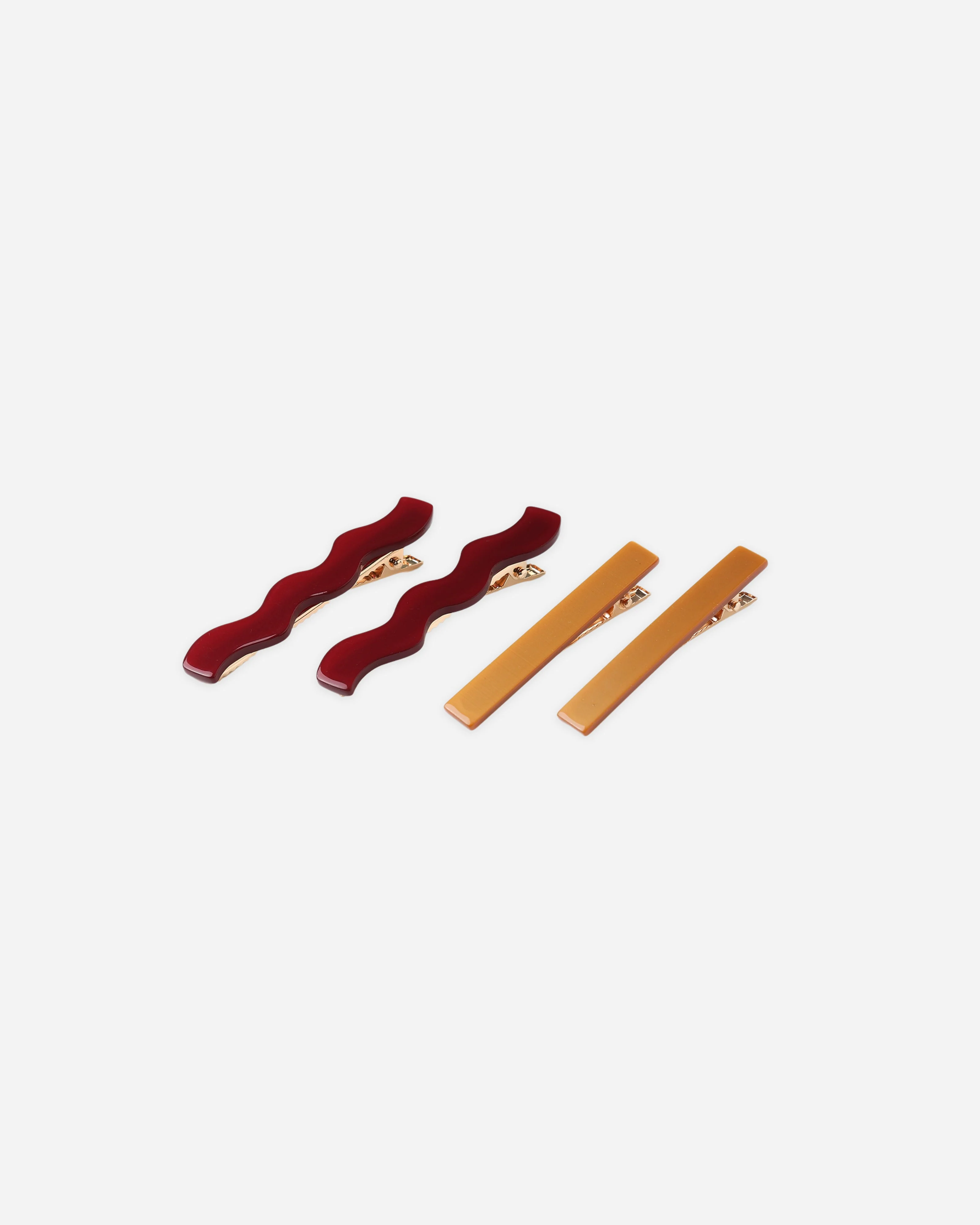 Wavy Clip Set || Burgundy, Golden