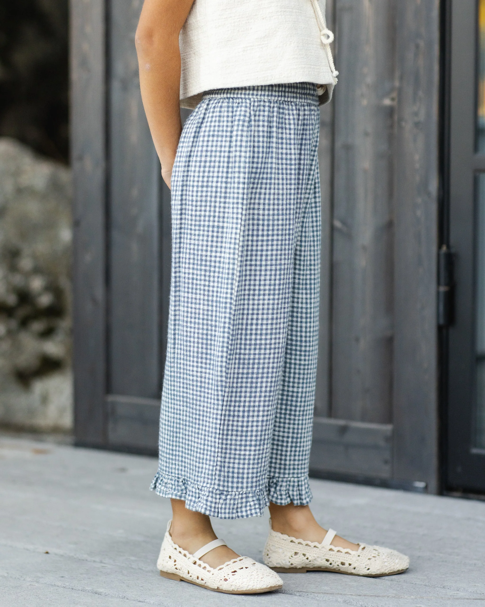 Wide Leg Pant Marine Gingham - Image 5