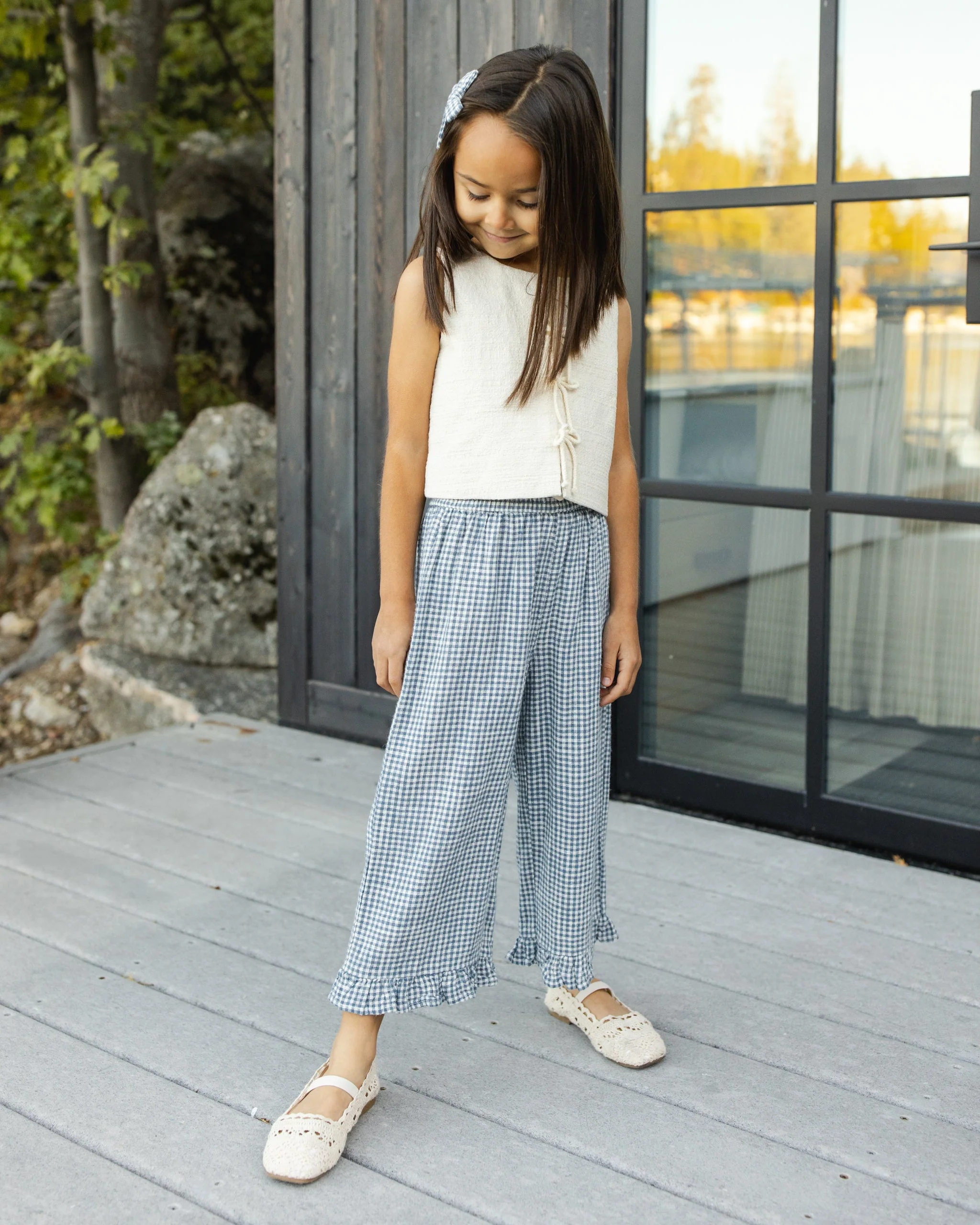 Wide Leg Pant Marine Gingham - Image 6