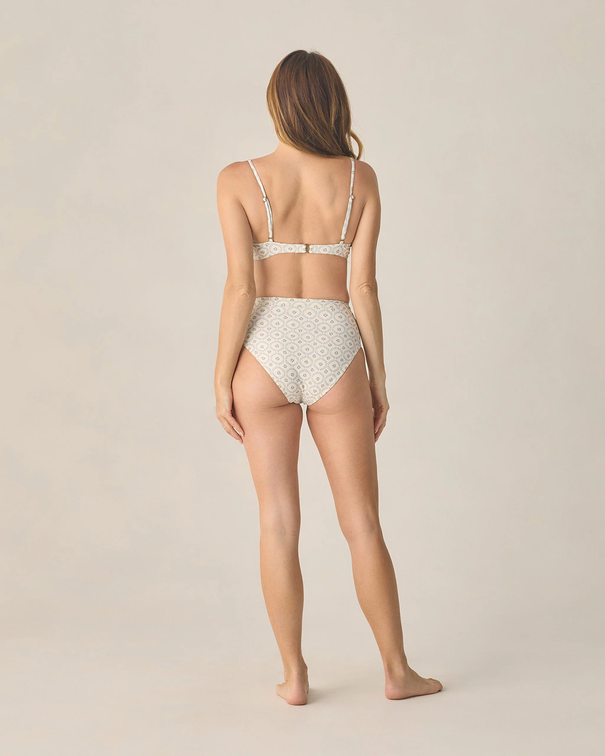 Women's Banded High Cut Bikini Bottom Green Fleur - Image 2