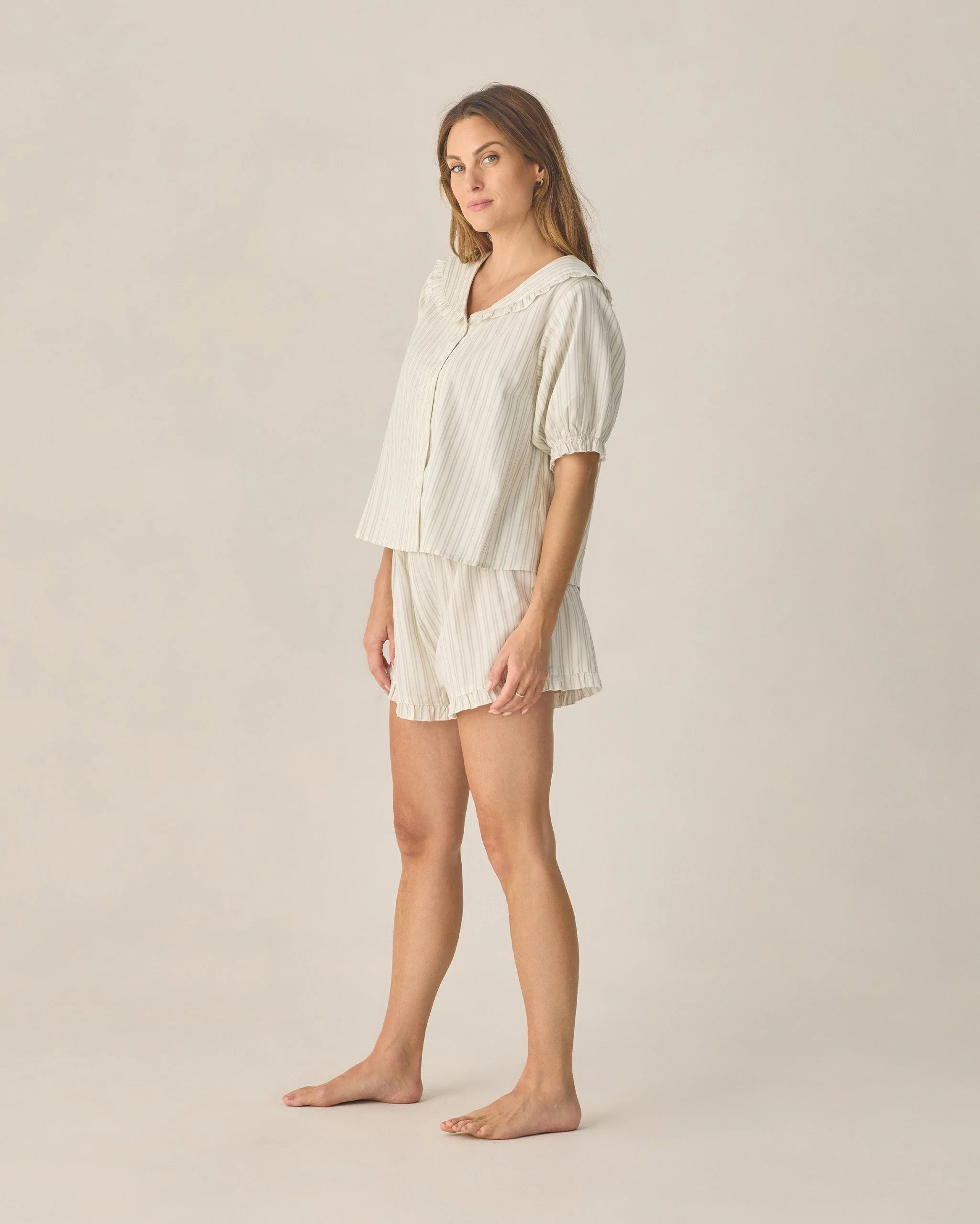 Women's Delilah Pajama Set Seafoam Railroad Stripe - Image 3