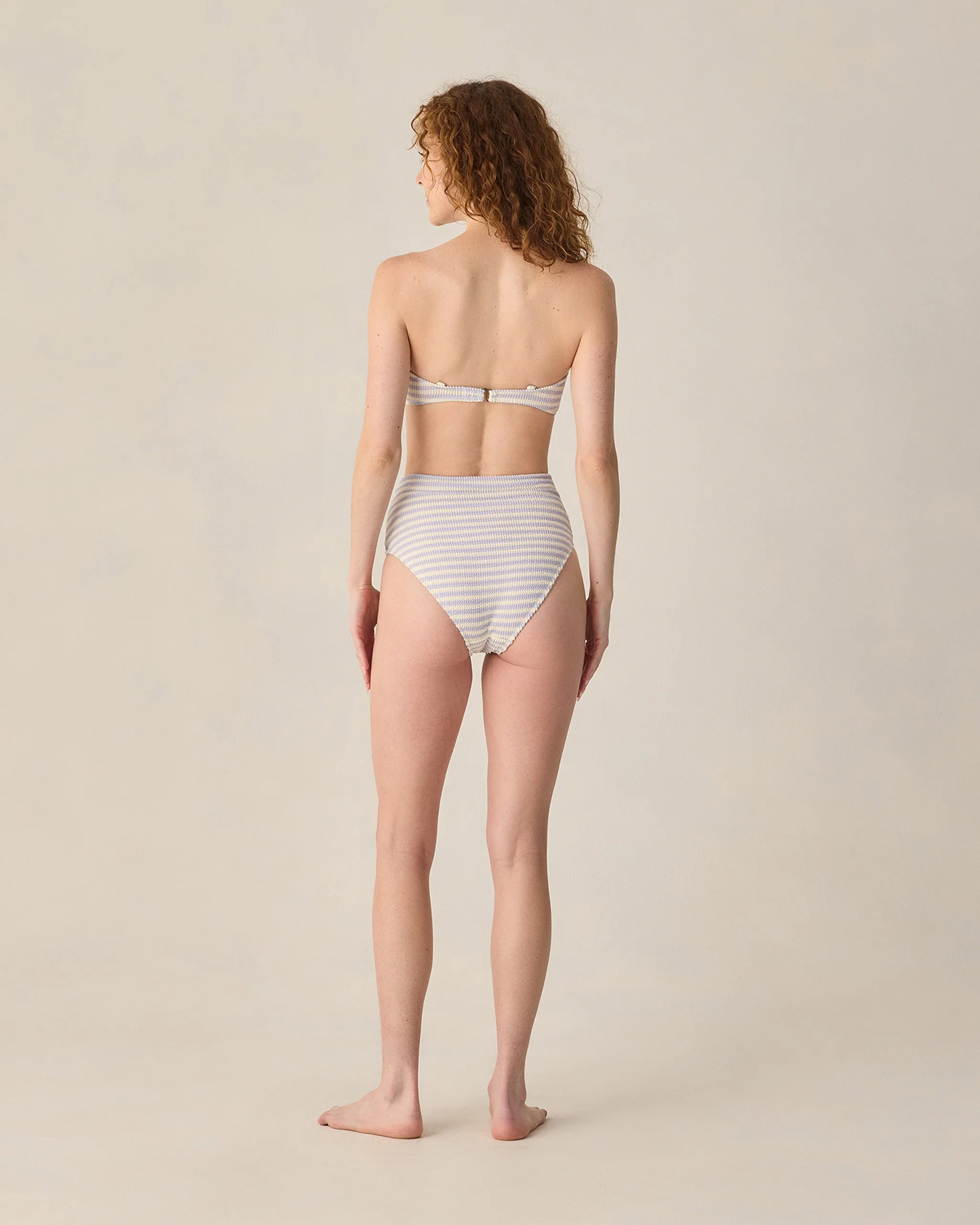 Women's Knotted Bandeau Bikini Top Periwinkle Stripe - Image 2