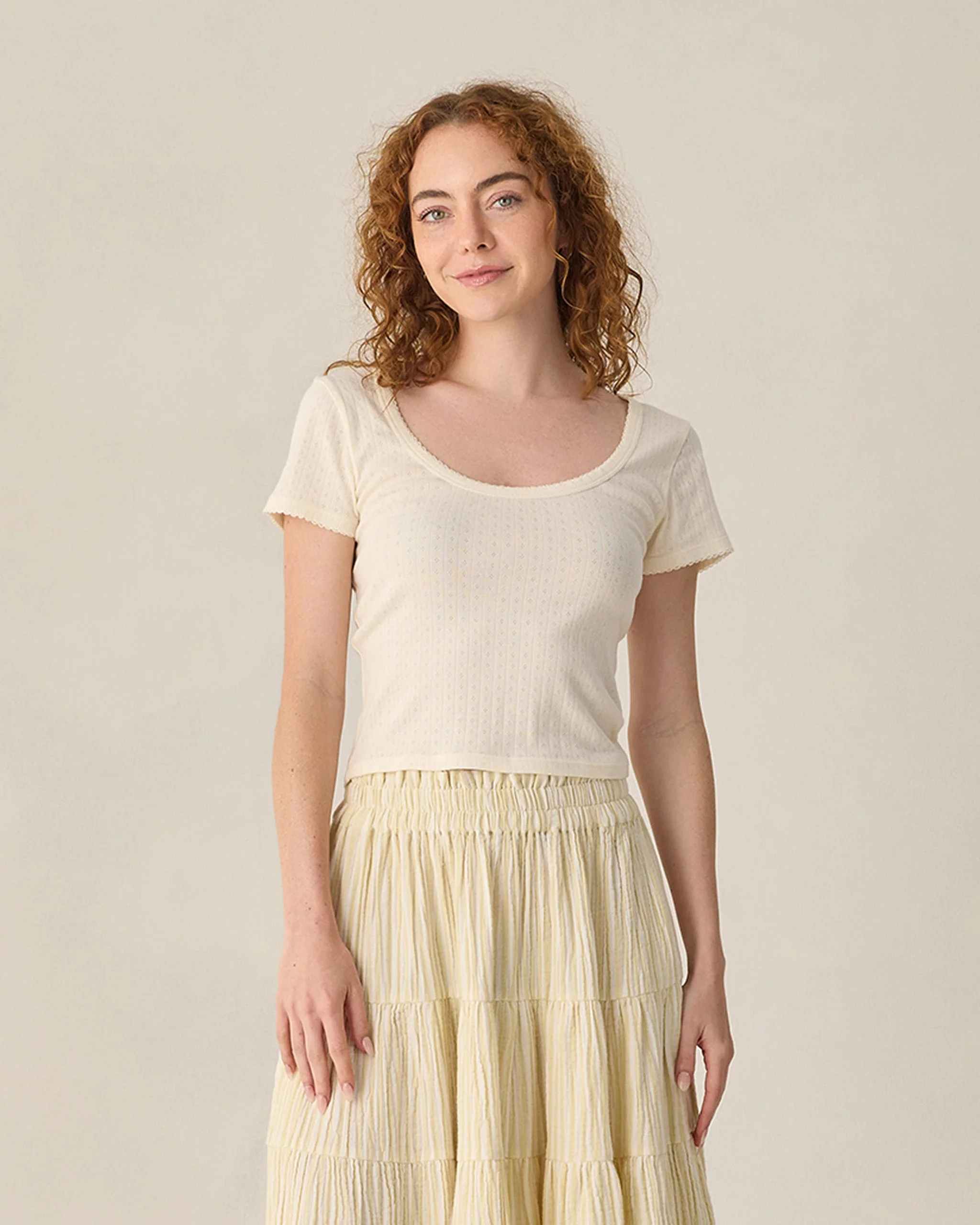 Women's Pointelle Tee Ivory
