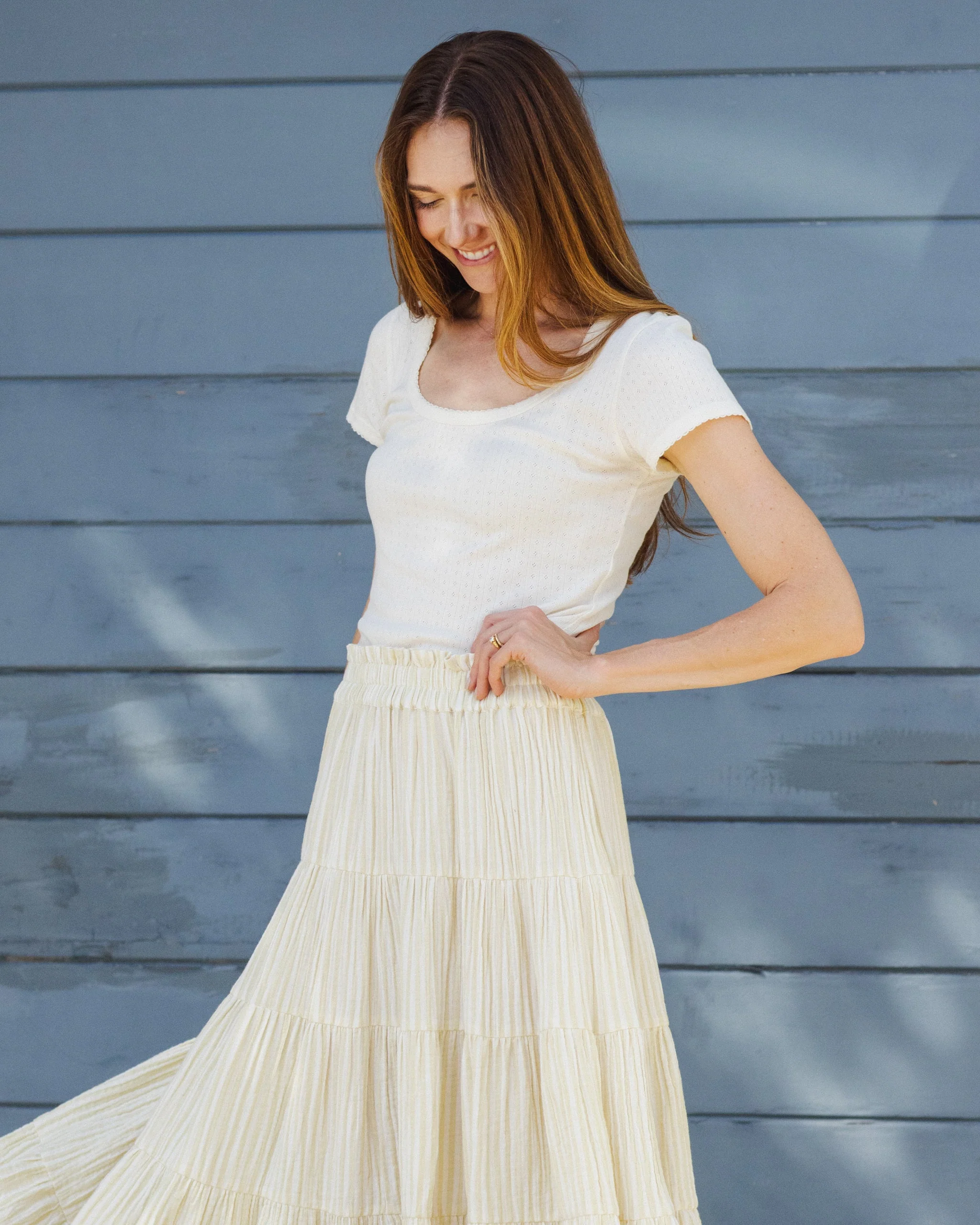 Women's Pointelle Tee Ivory - Image 5