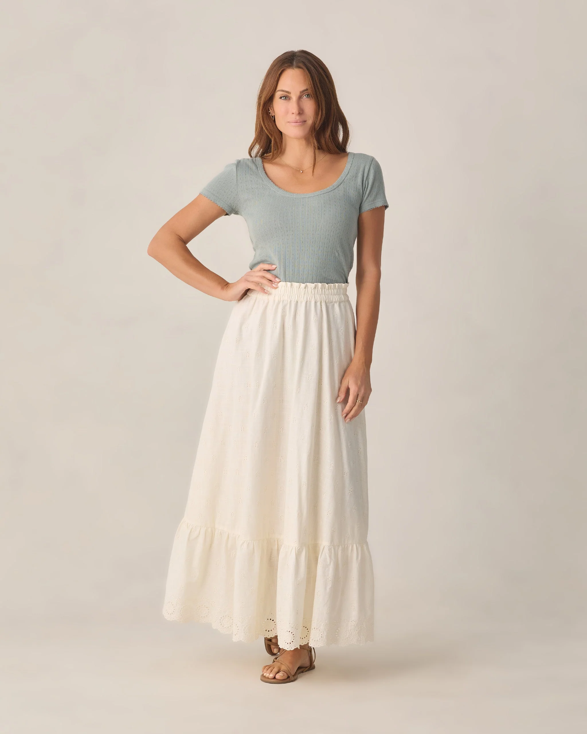 Women's Pointelle Tee Sea Green - Image 4