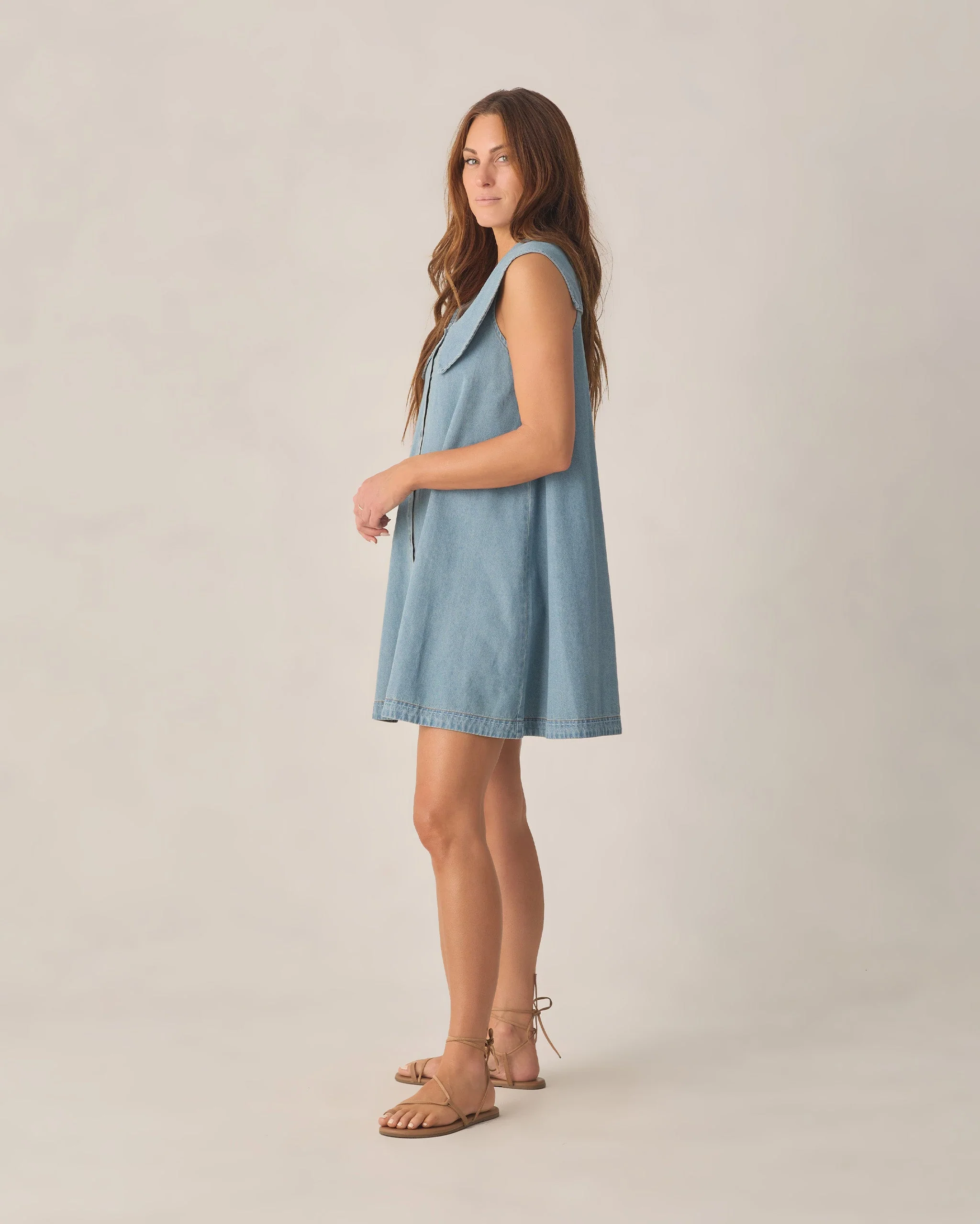 Women's Adria Dress Washed Blue - Image 3