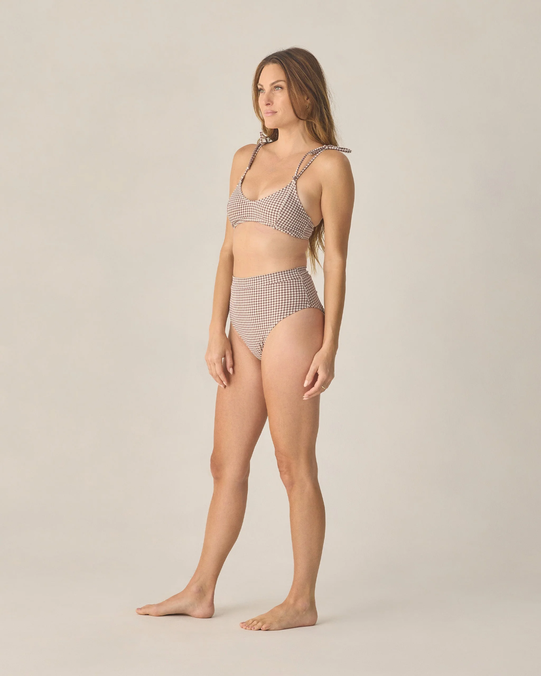 Women's Alba Bikini Top Chocolate Houndstooth - Image 3