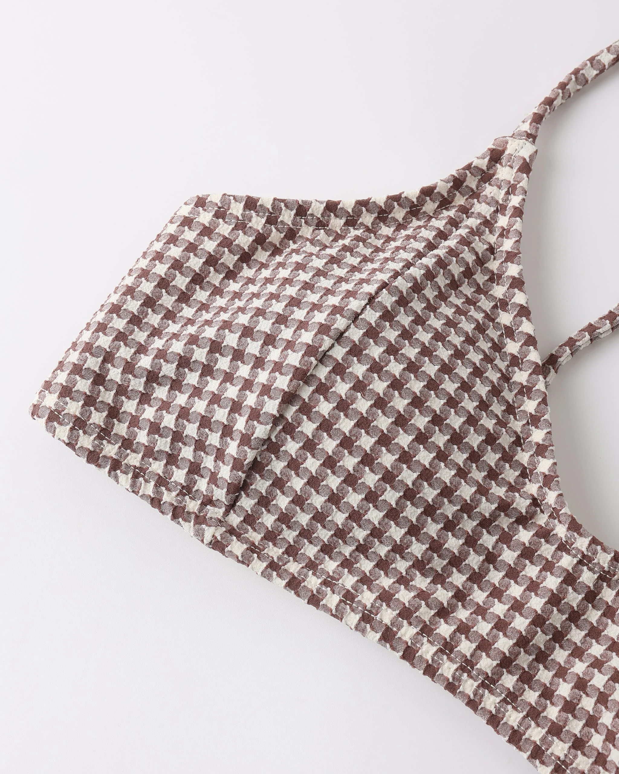 Women's Alba Bikini Top Chocolate Houndstooth - Image 4