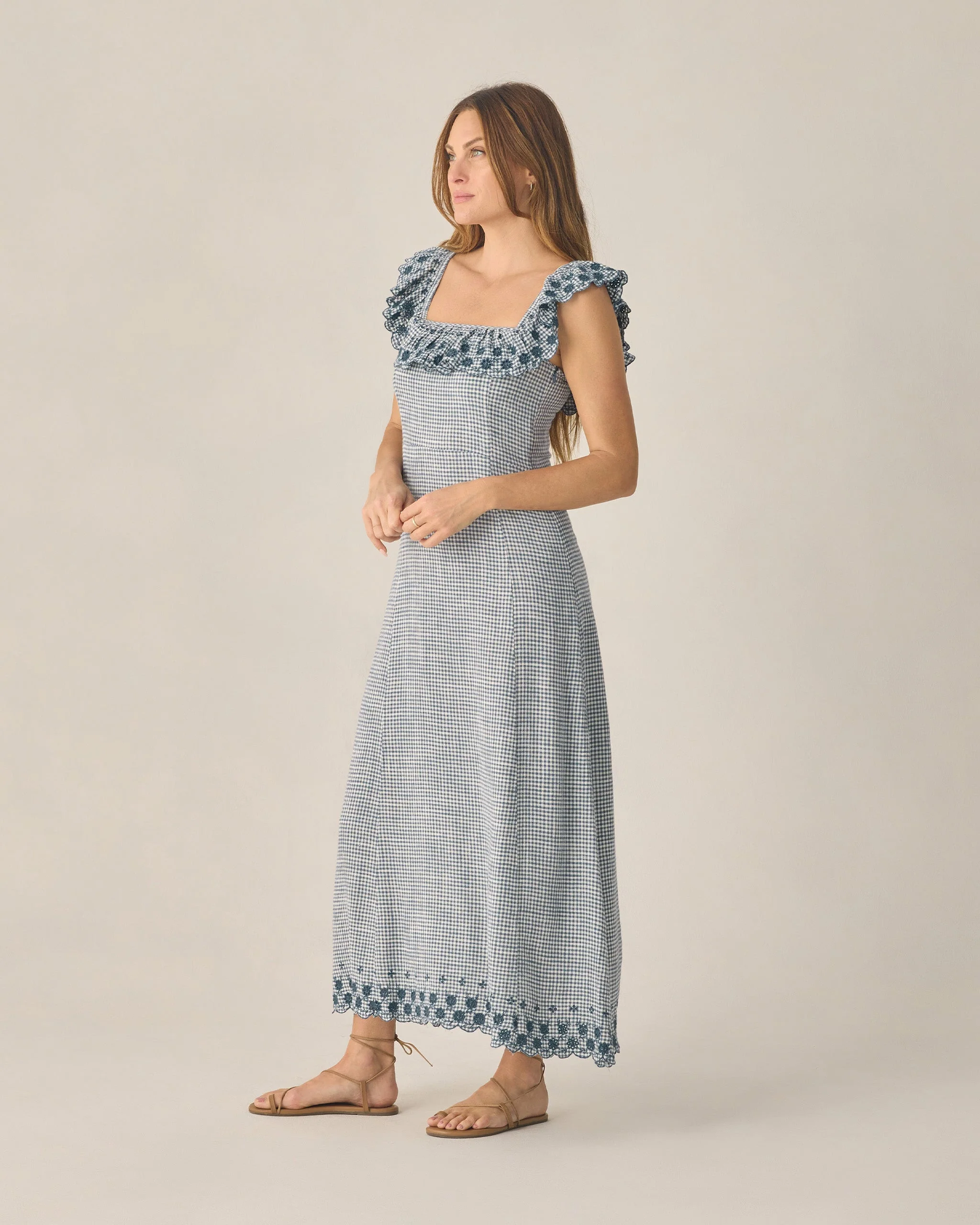 Women's Bianca Dress Marine Gingham - Image 3