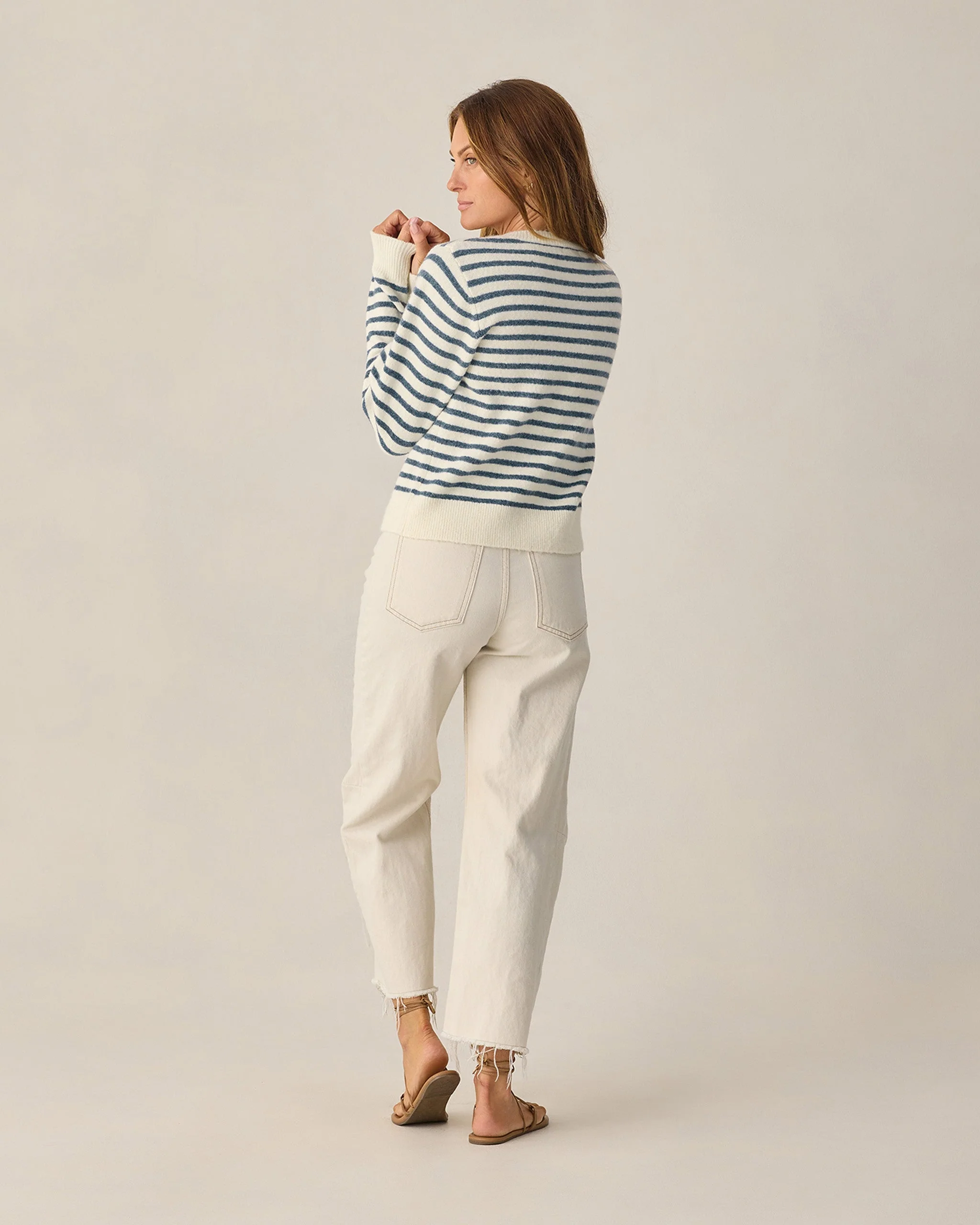 Women's Classic Cardigan Maritime Stripe - Image 2