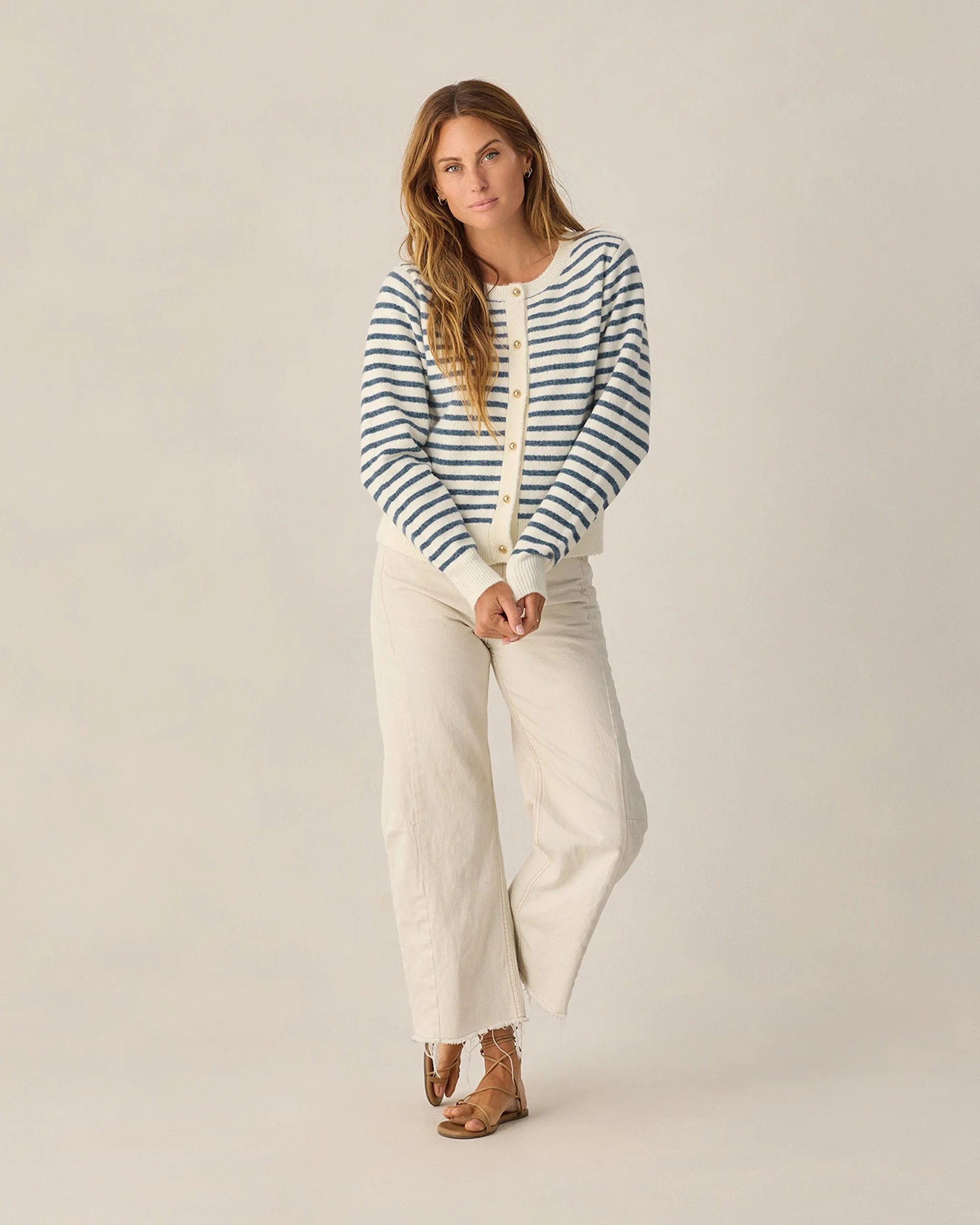 Women's Classic Cardigan Maritime Stripe - Image 5