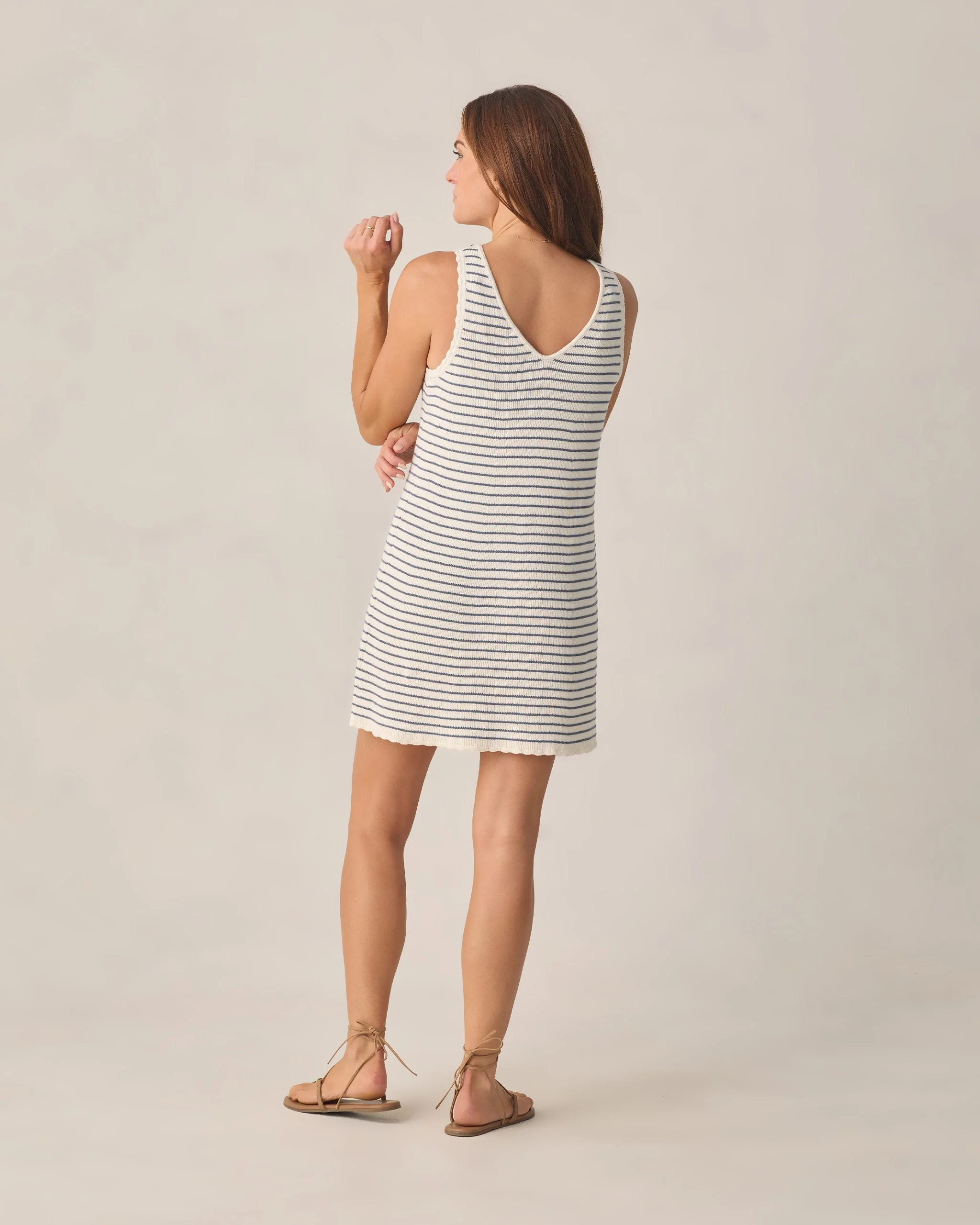 Women's Crochet Tank Mini Dress Marine Stripe - Image 2