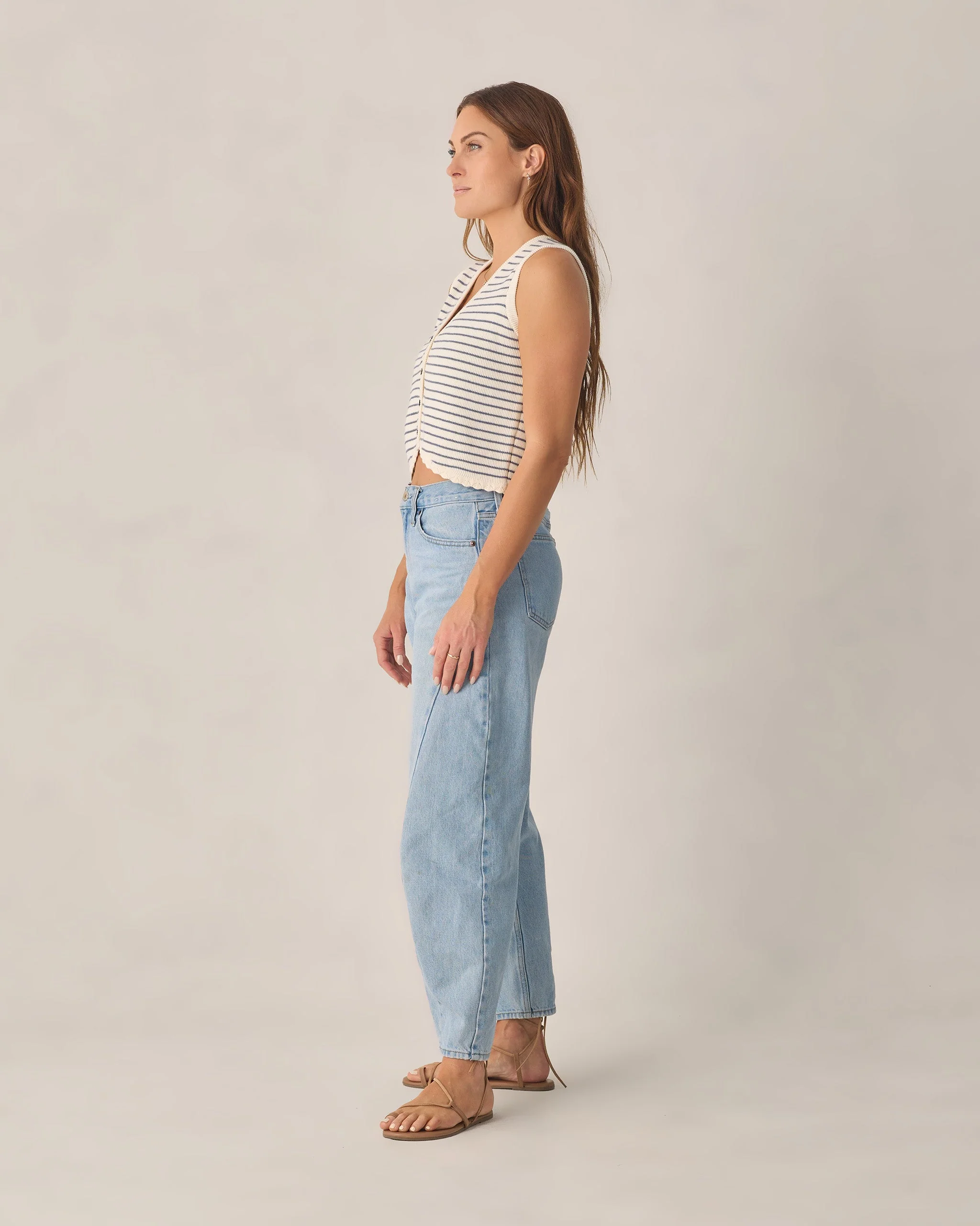 Women's Knit Vest Marine Stripe - Image 2