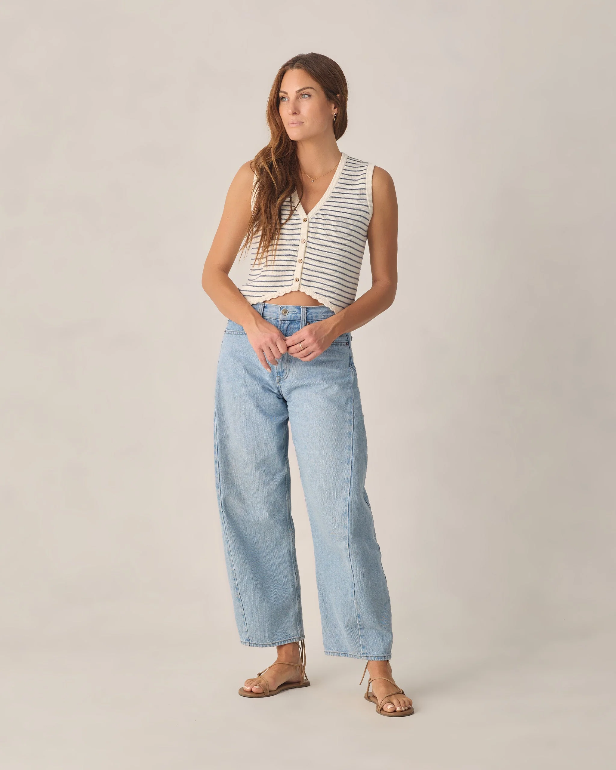 Women's Knit Vest Marine Stripe - Image 3