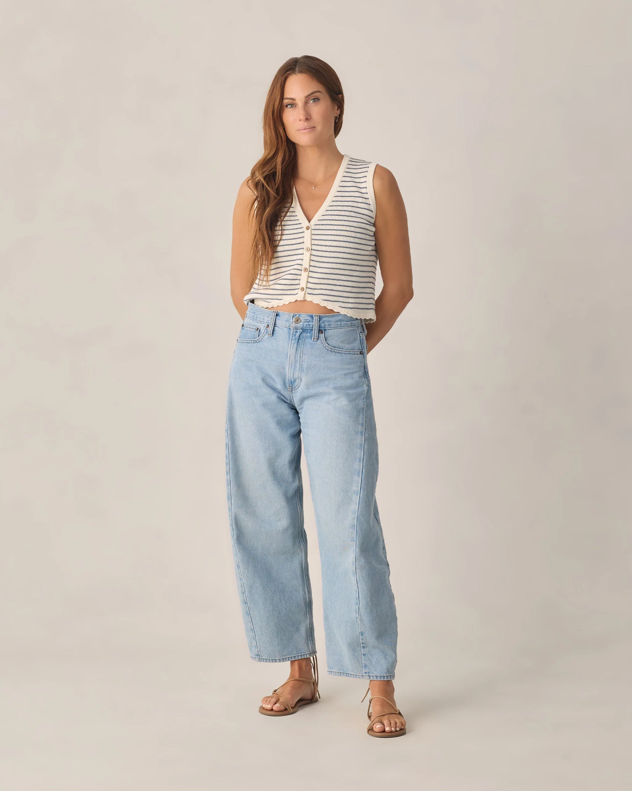 Women's Knit Vest Marine Stripe - Image 5