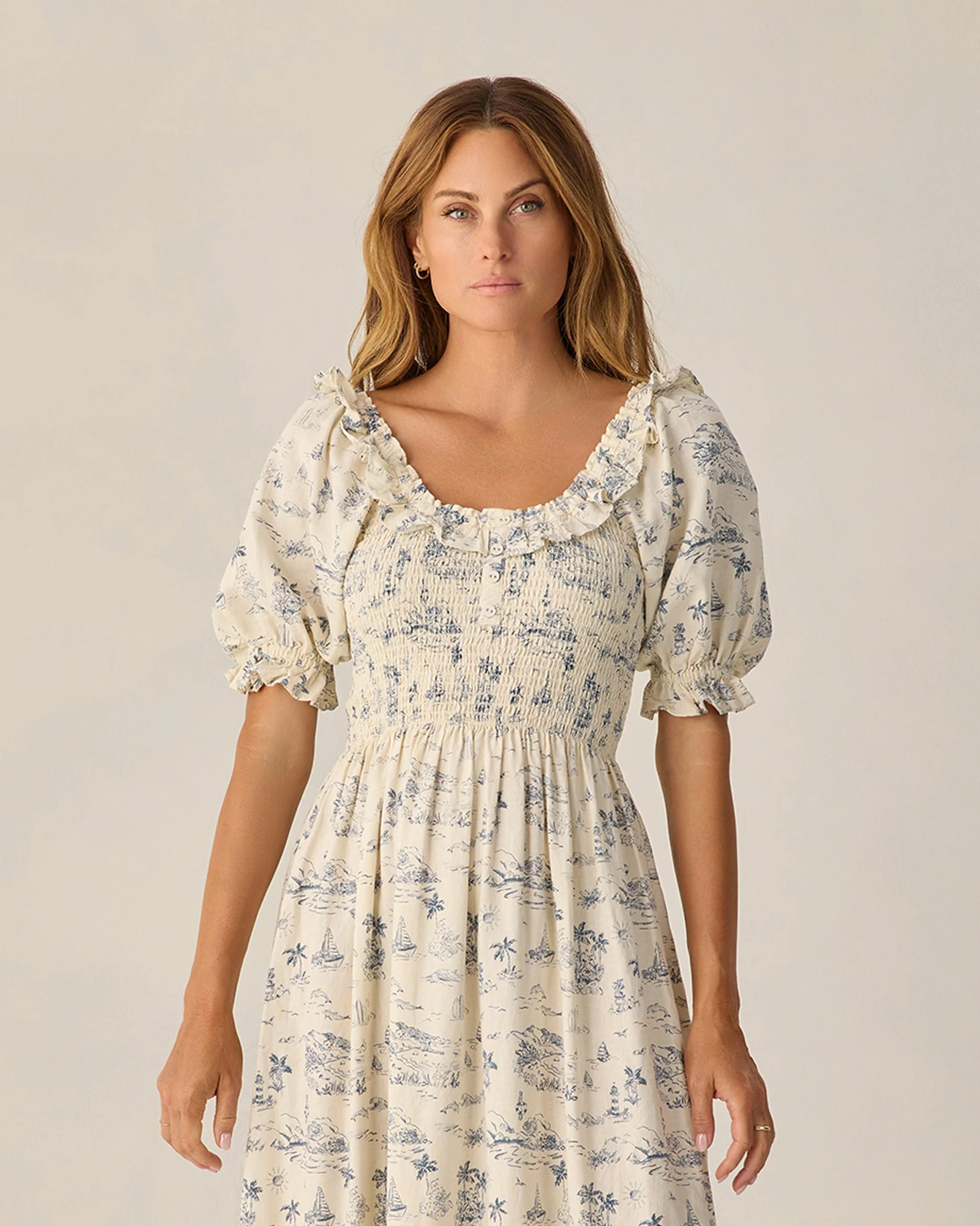 Women's Lexi Dress Ocean Toile - Image 4