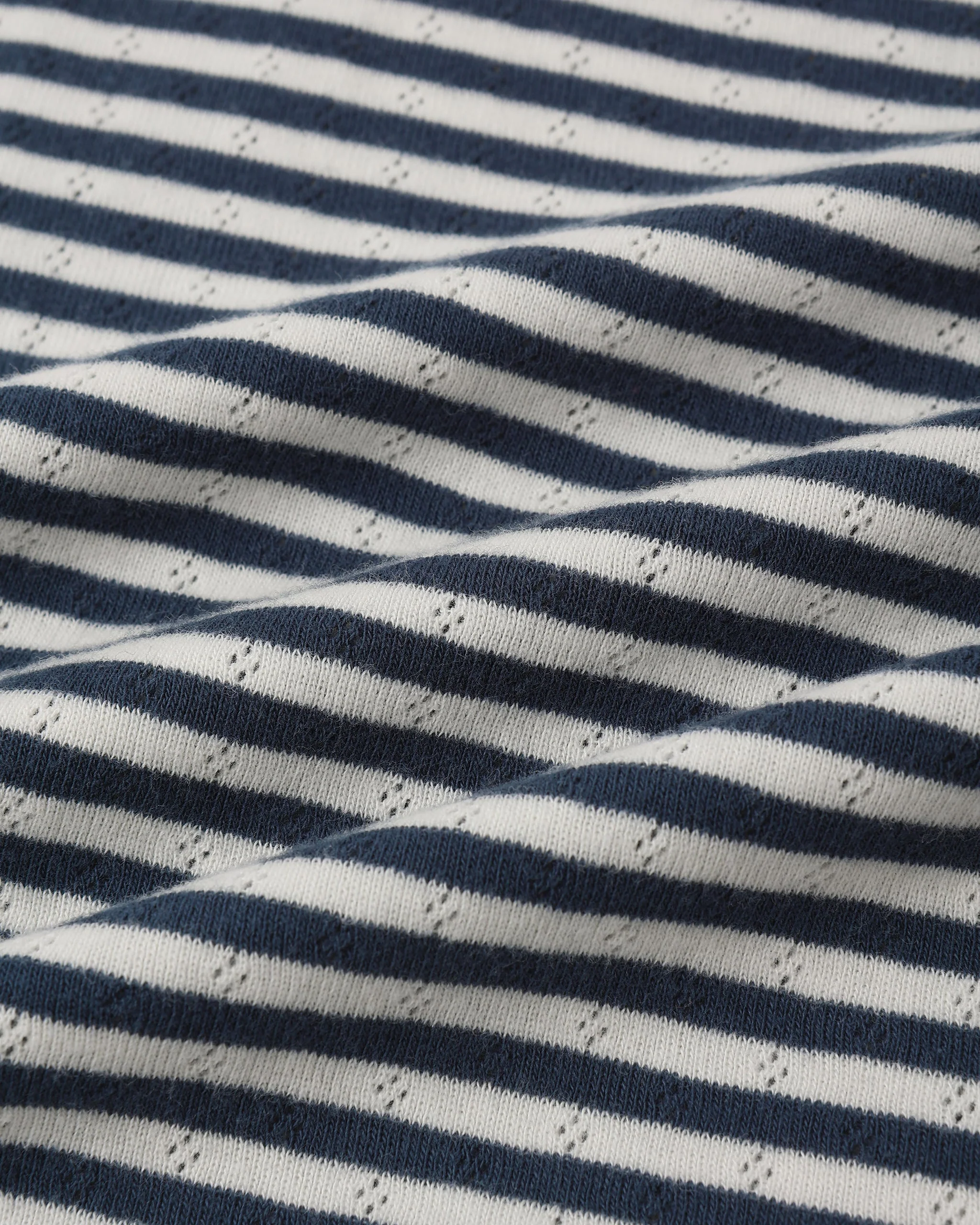 Women's Pointelle Tee Navy Stripe - Image 6