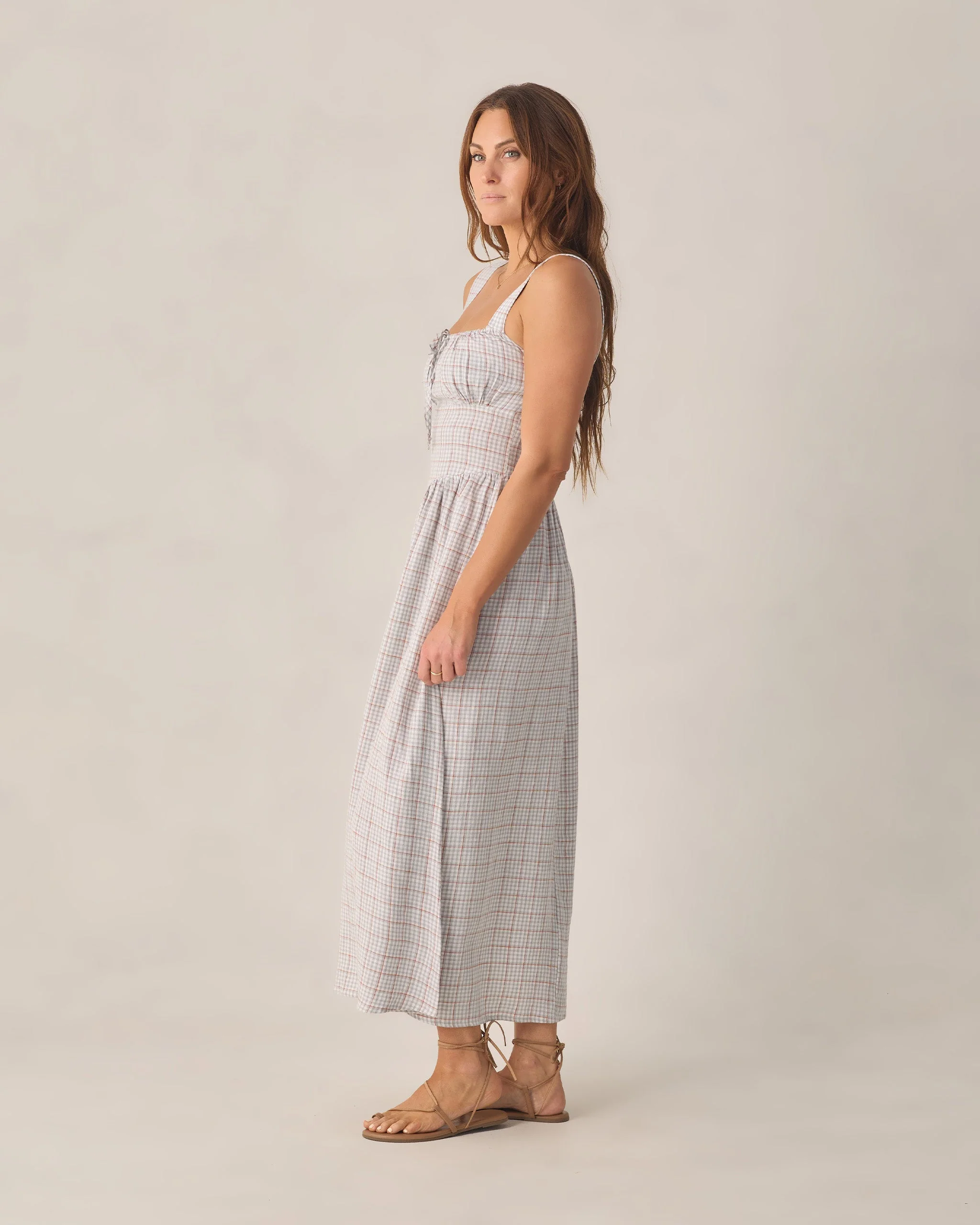 Women's Primrose Maxi Dress Light Blue Plaid - Image 3