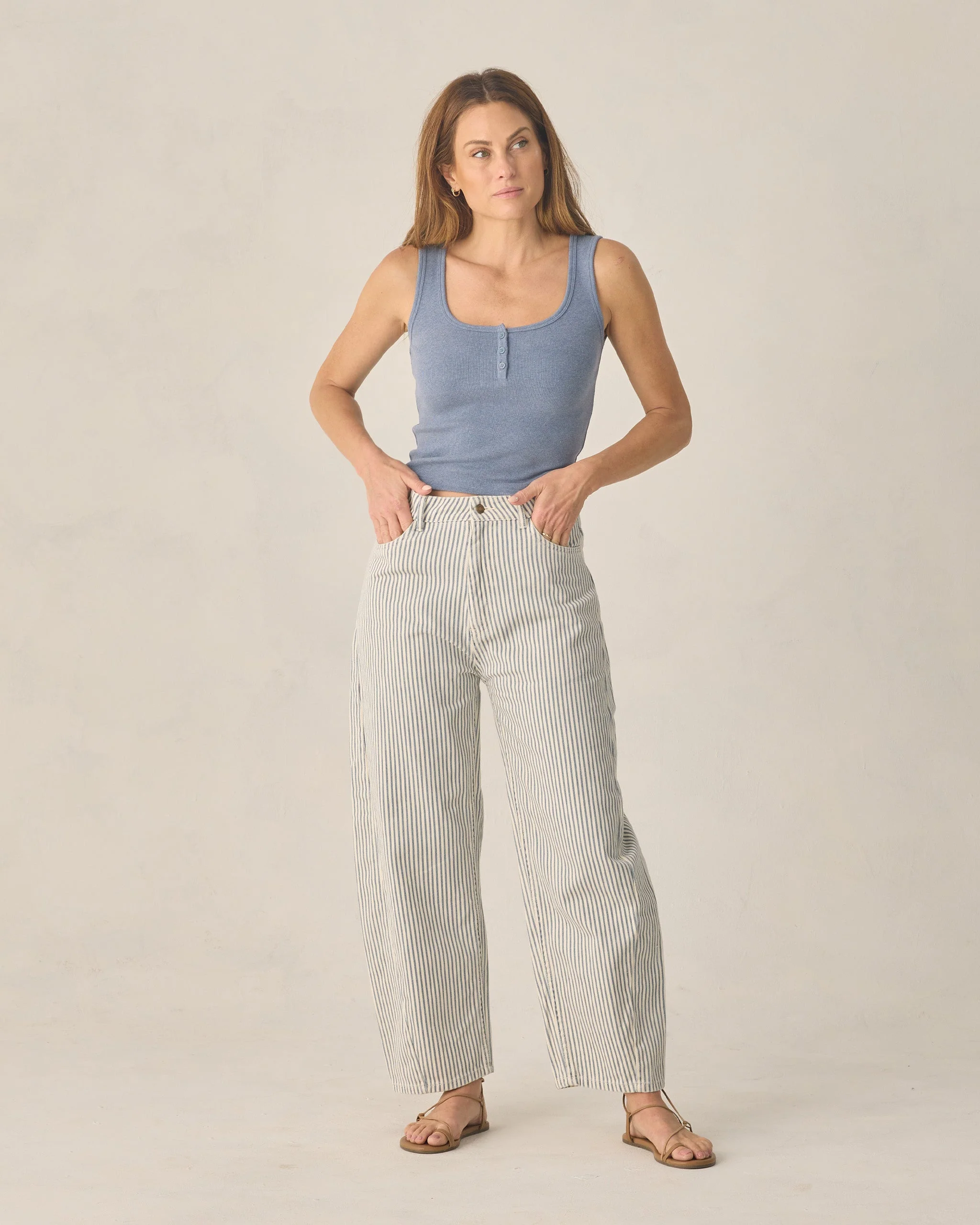 Women's Ribbed Tank Heathered Marine - Image 5