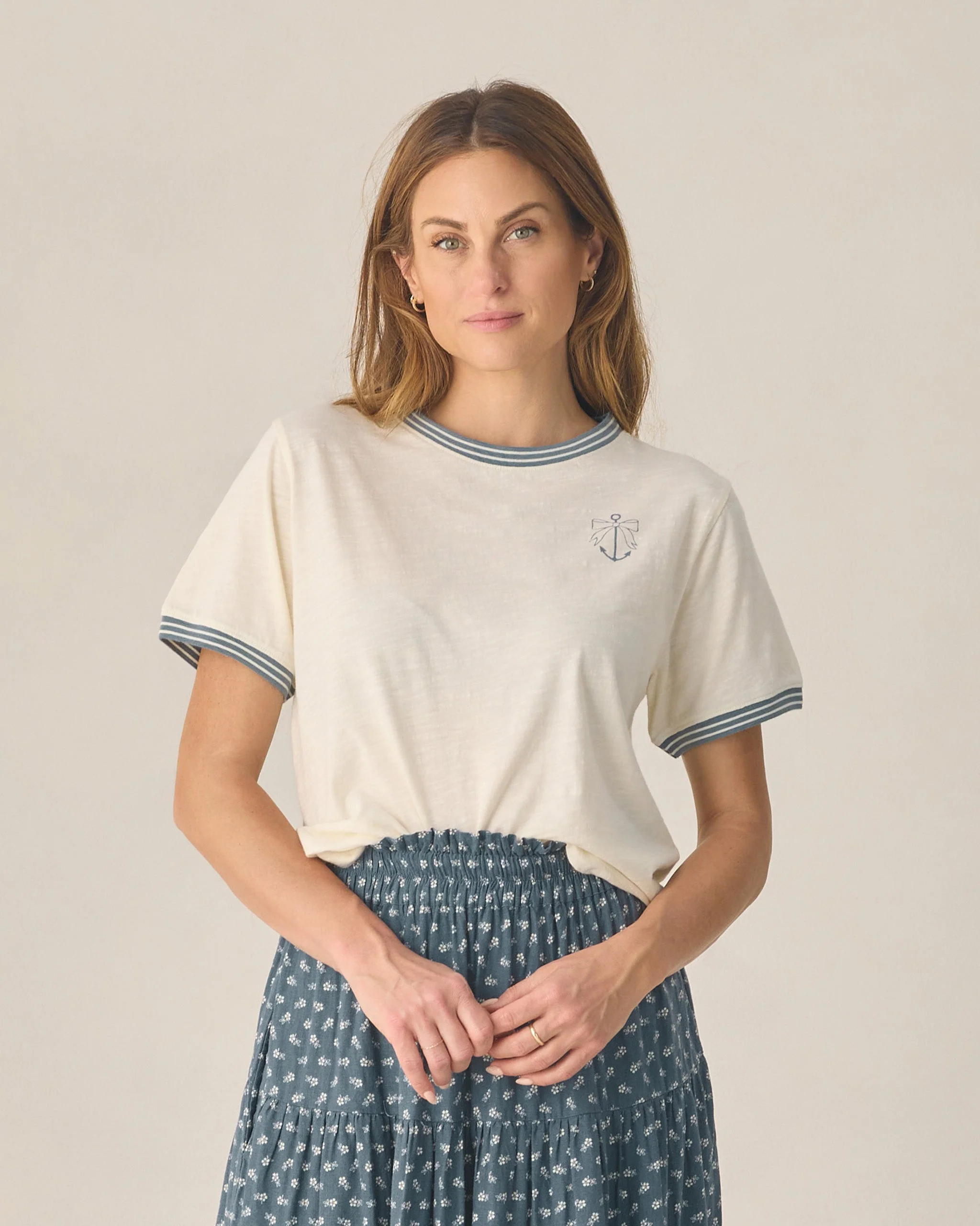 Women's Ringer Tee Anchor Bow - Image 5