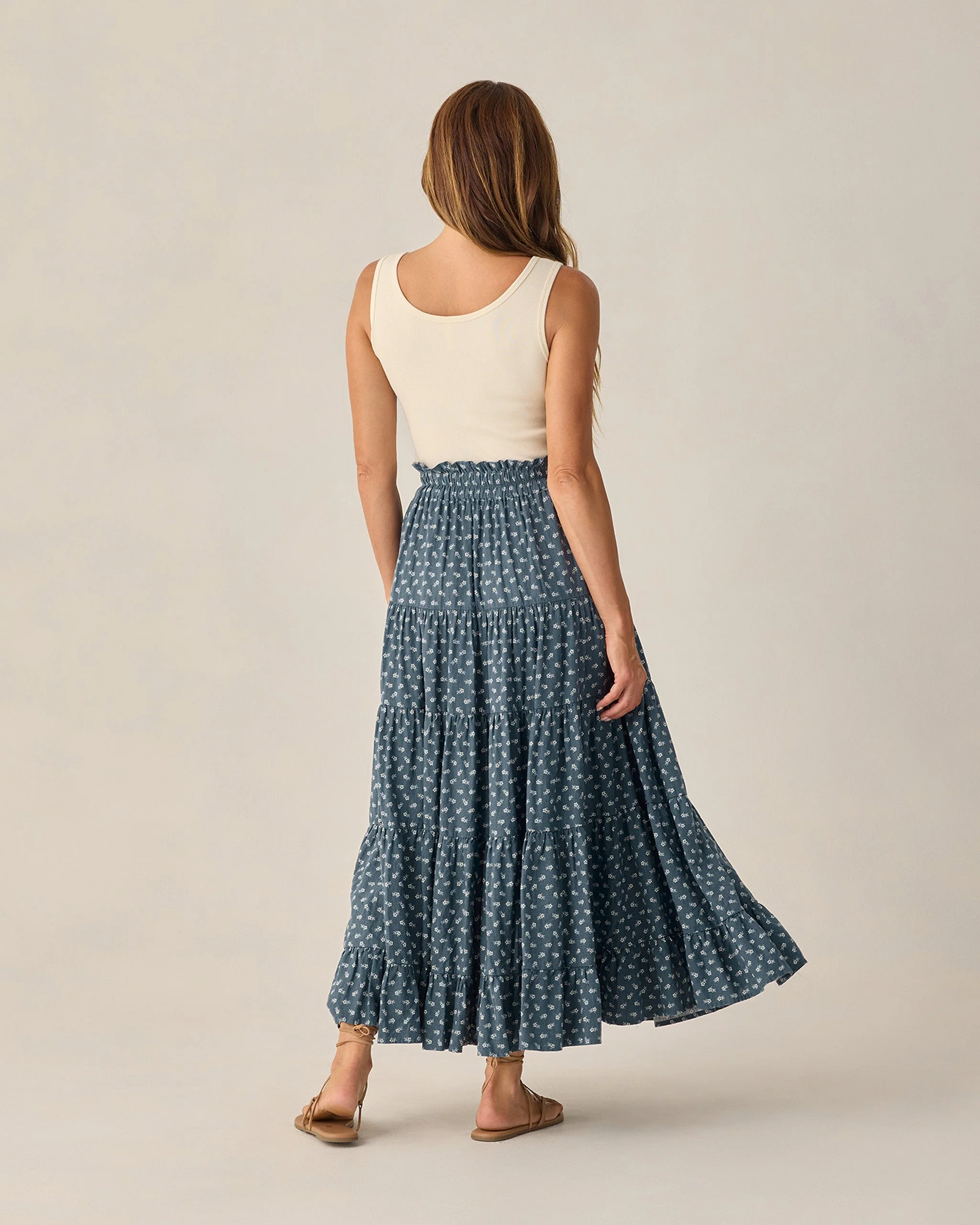 Women's Ruffle Tiered Maxi Skirt Ditsy - Image 2