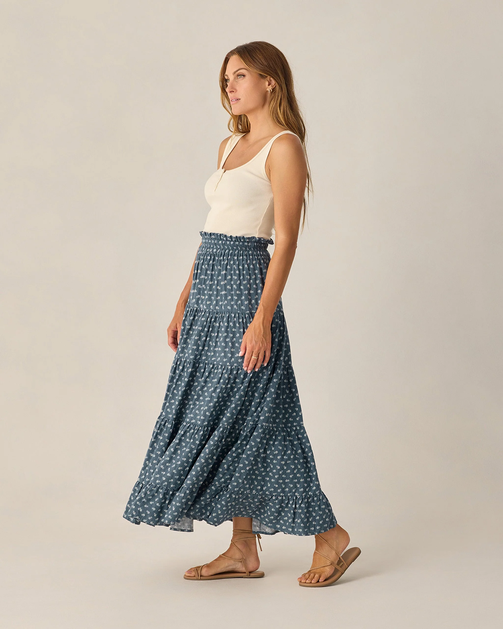 Women's Ruffle Tiered Maxi Skirt Ditsy - Image 3