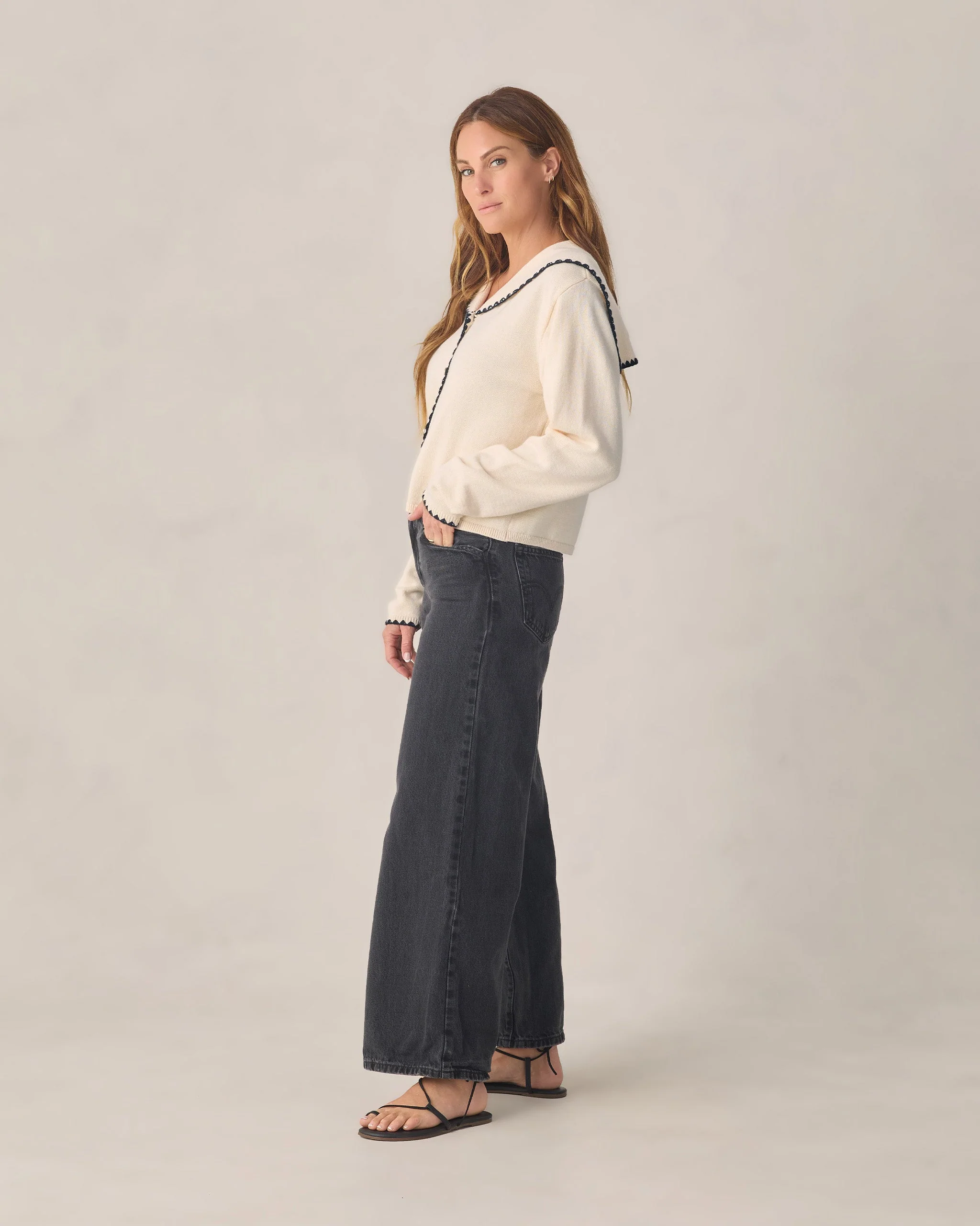 Women's Sailor Cardigan Natural - Image 3