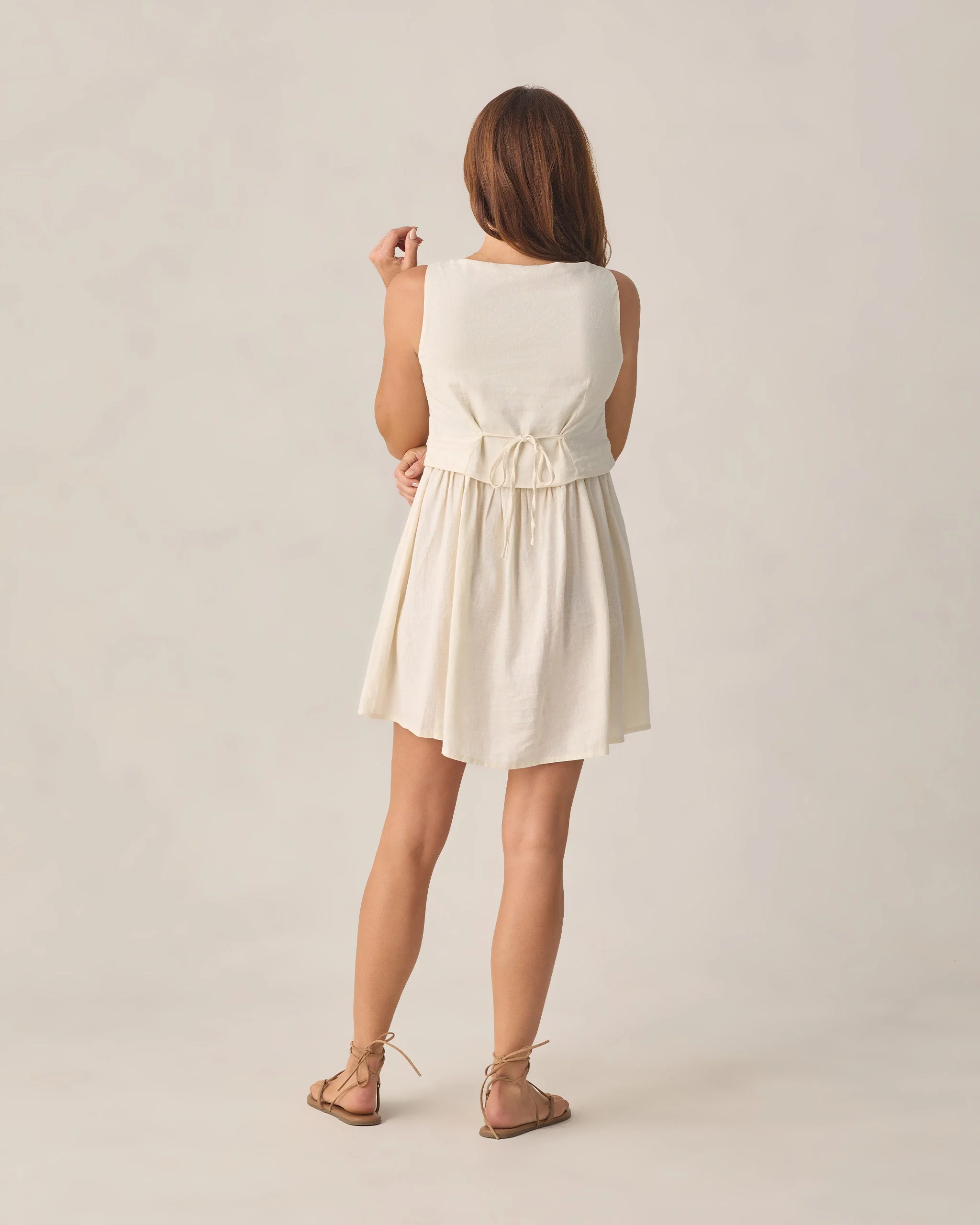 Women's Summer Vest Dress Ivory - Image 2