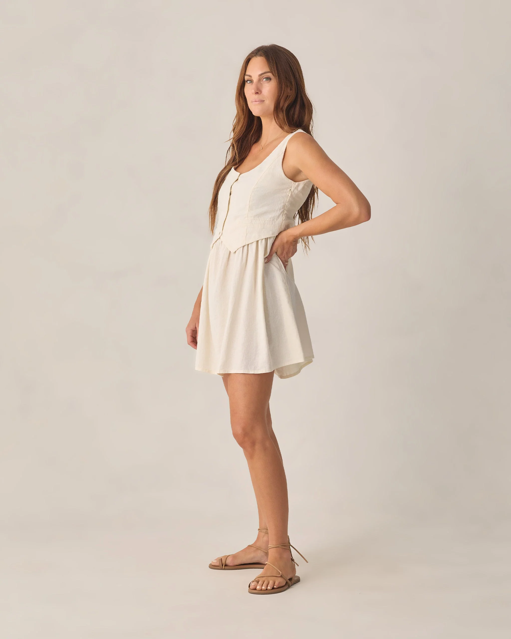 Women's Summer Vest Dress Ivory - Image 3