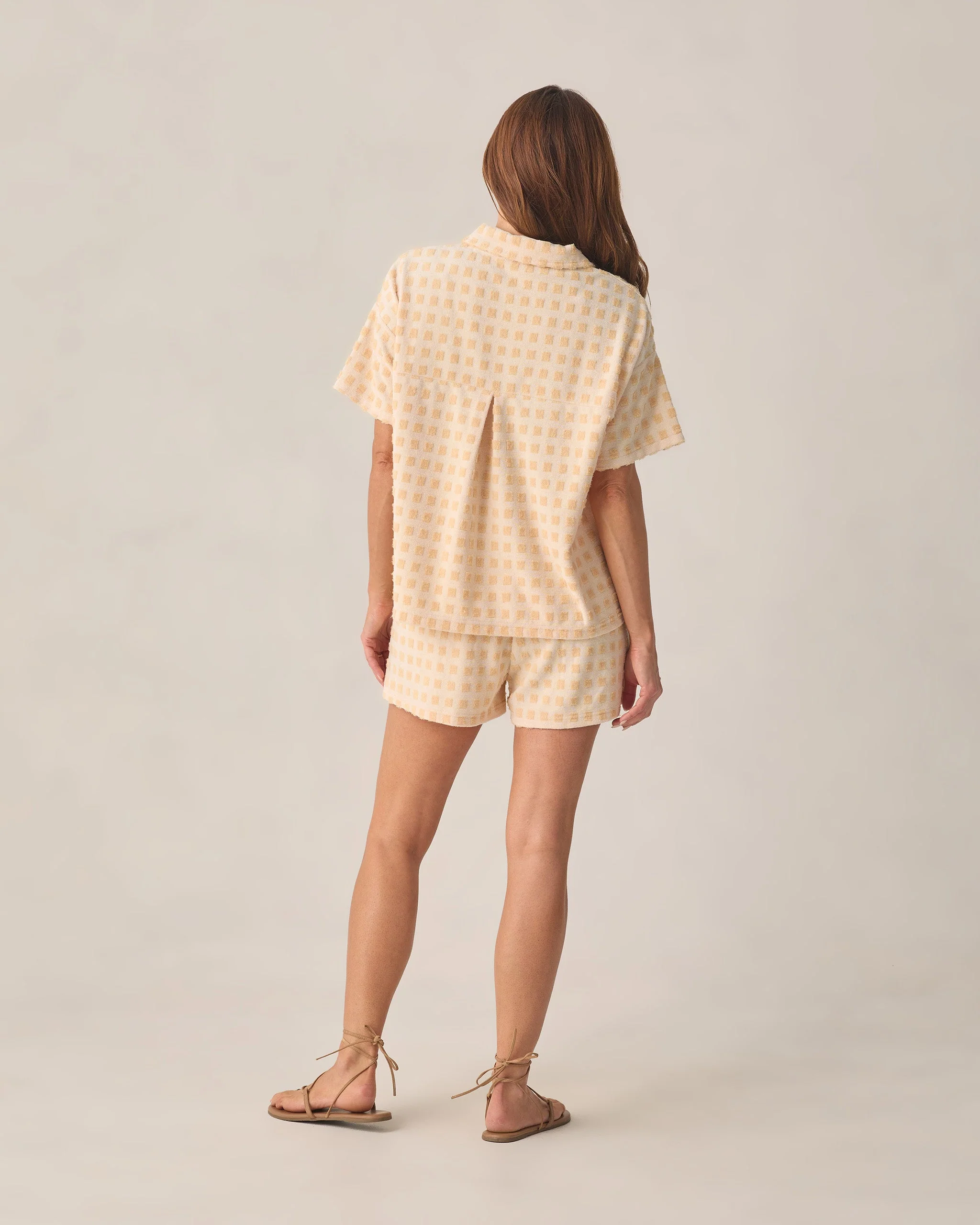 Women's Terry Cover Up Set Butterscotch Grid - Image 2