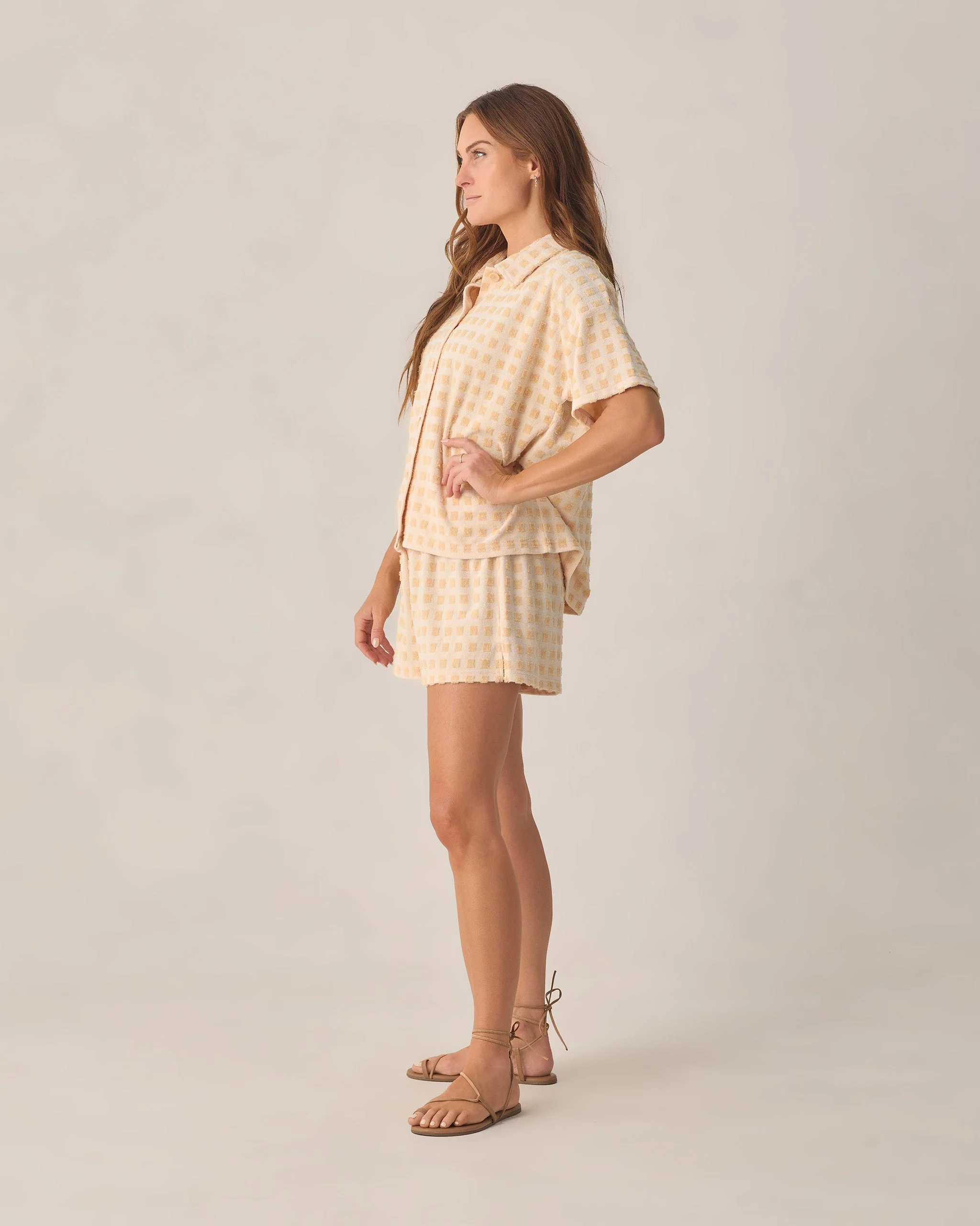 Women's Terry Cover Up Set Butterscotch Grid - Image 3