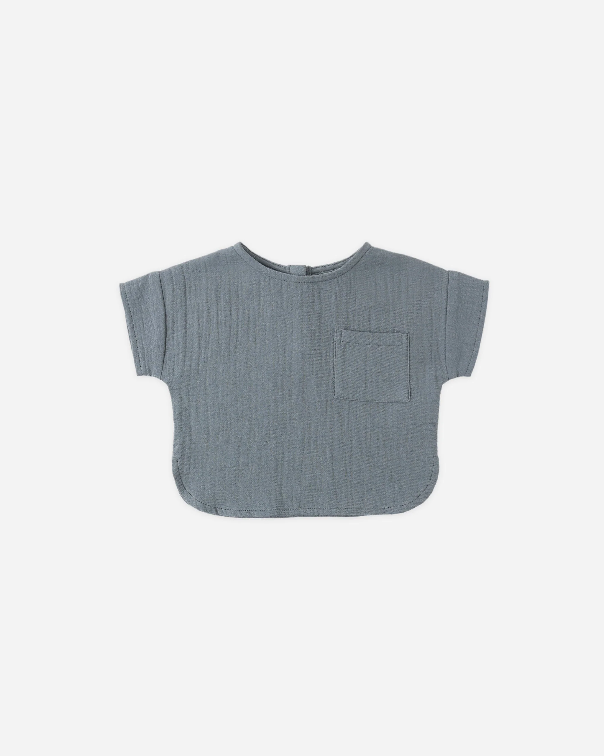Woven Boxy Top Ocean